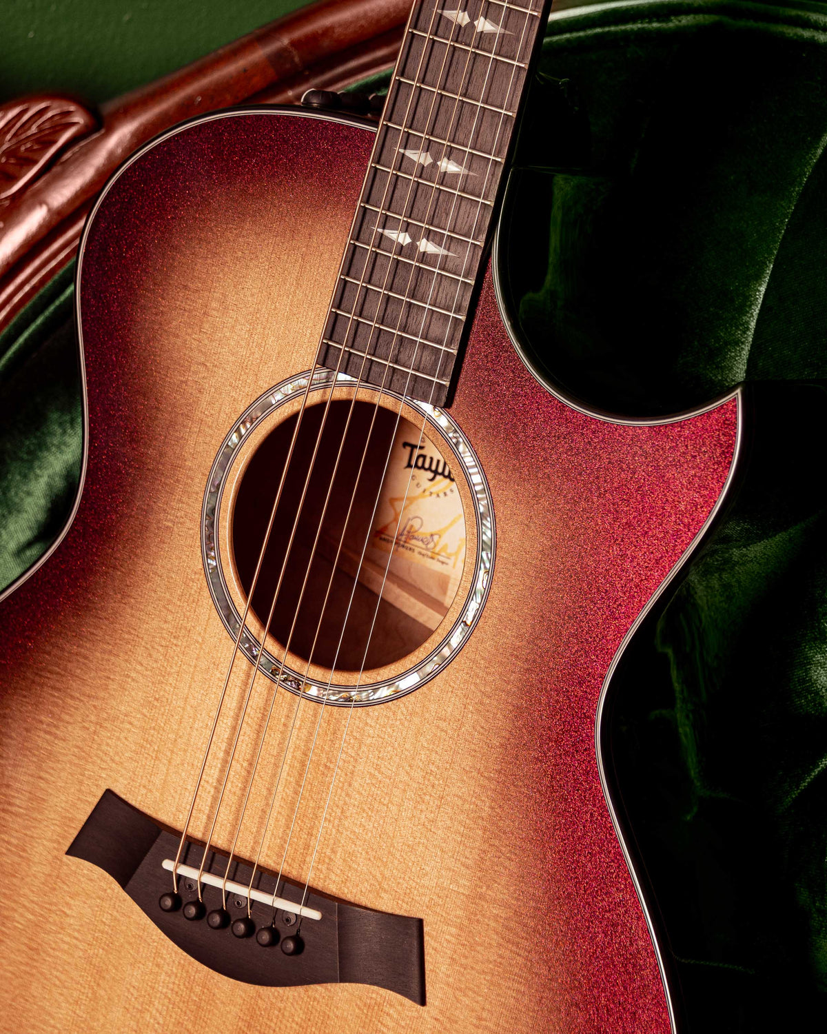 Taylor 2025 Catch Custom #26 Limited Edition C14ce Grand Auditorium Acoustic Electric Guitar - Cranberry Silver Supernova