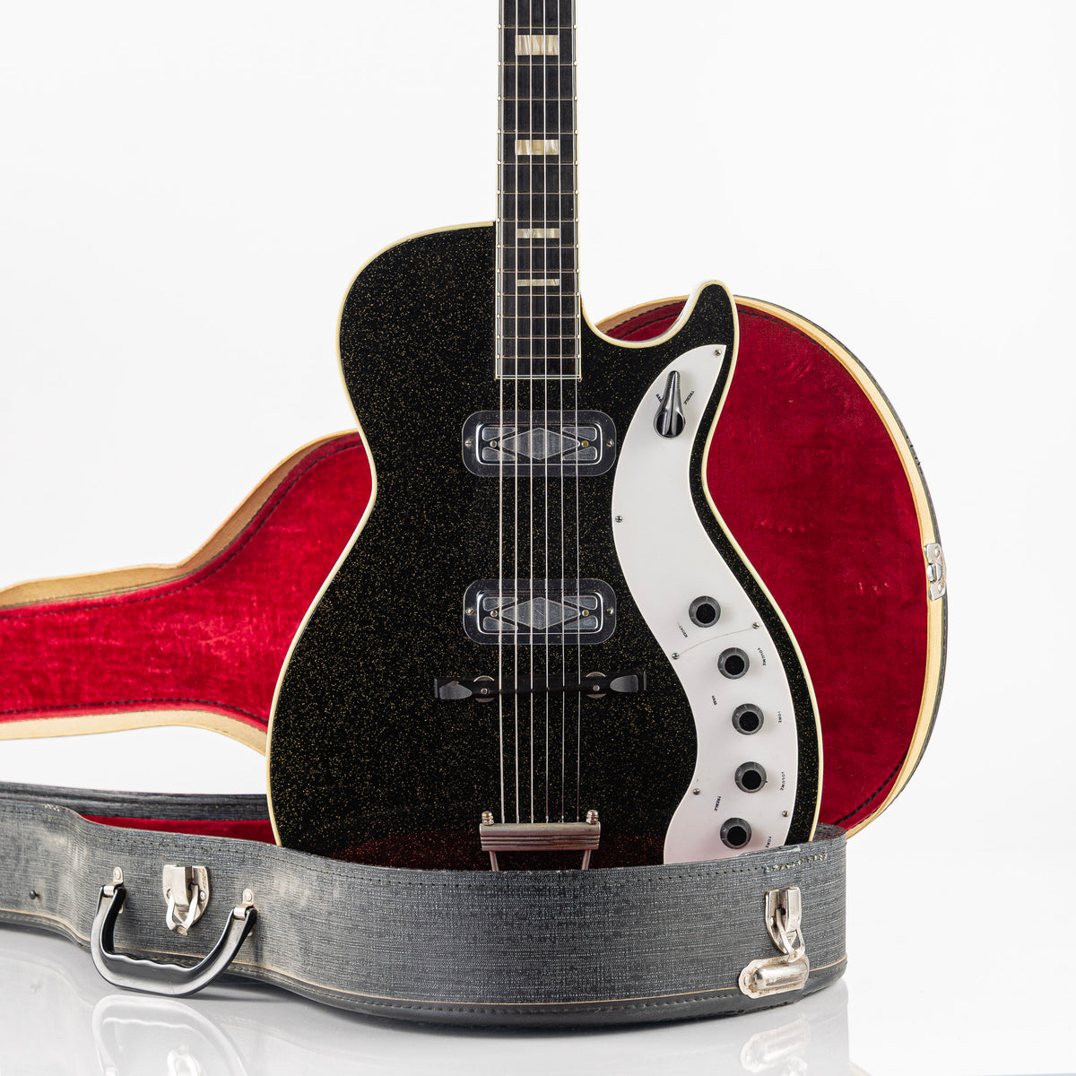 USED 1959 Silvertone 1423 Jupiter Electric Guitar - Black Sparkle with Original Case