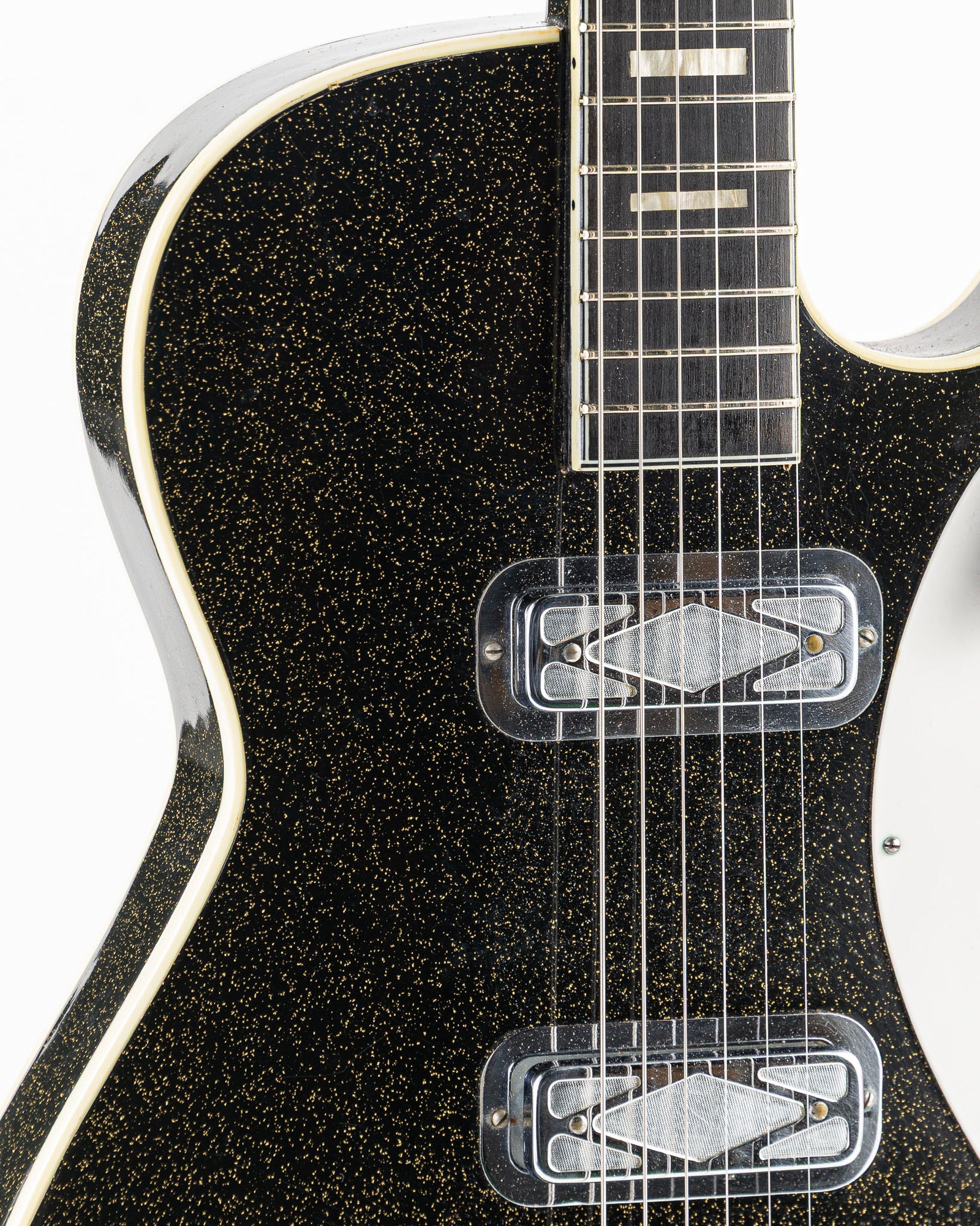 USED 1959 Silvertone 1423 Jupiter Electric Guitar - Black Sparkle with Original Case