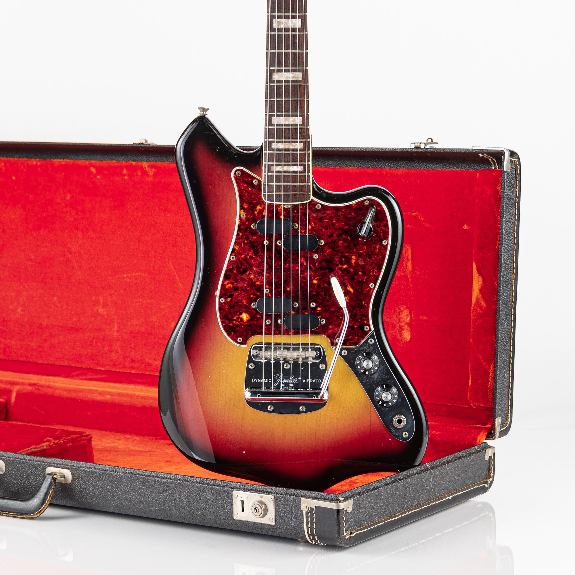 USED 1968 Fender Custom Maverick Electric Guitar - 3 Tone Sunburst with Original Hardshell Case