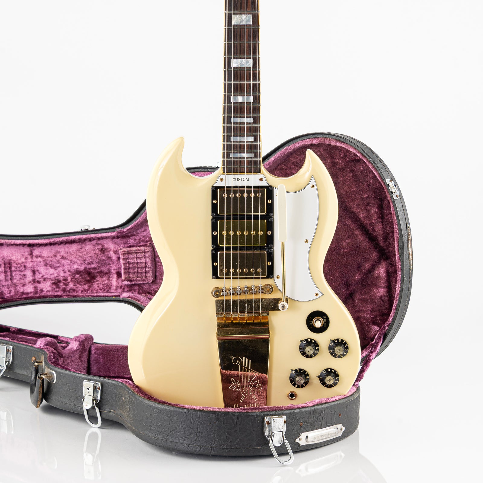 USED 1970s Greco SS-800 3 Pickup SG Custom-Style Electric Guitar - Cream with Hardshell Case