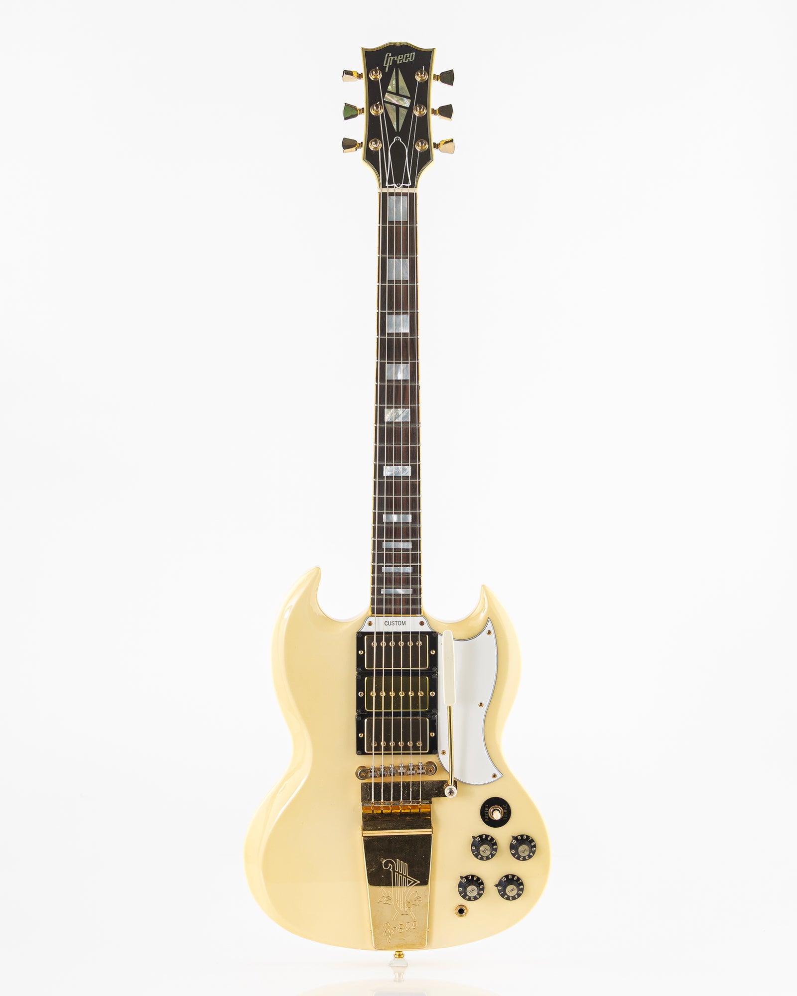 USED 1970s Greco SS-800 3 Pickup SG Custom-Style Electric Guitar - Cream with Hardshell Case