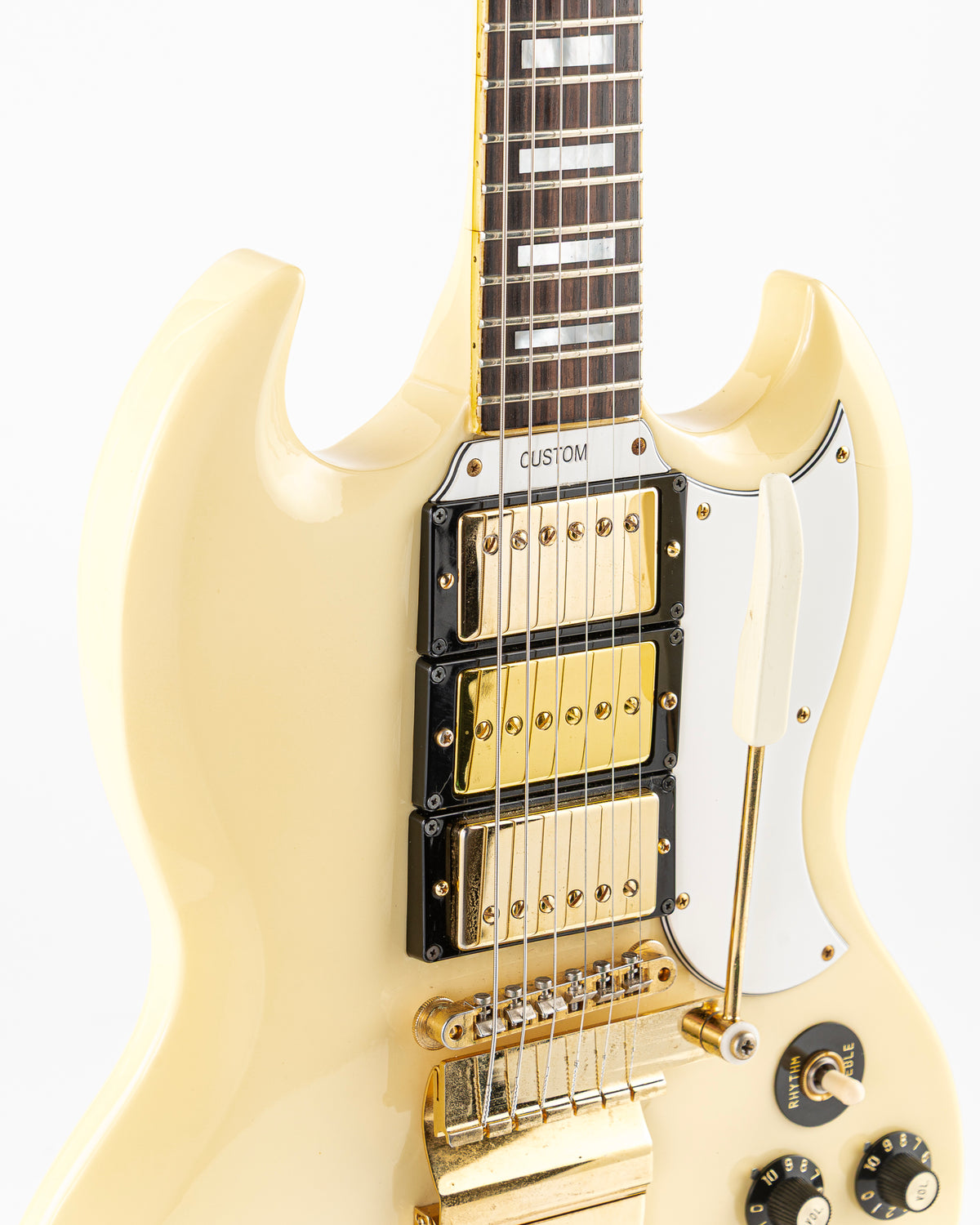 USED 1970s Greco SS-800 3 Pickup SG Custom-Style Electric Guitar - Cream with Hardshell Case