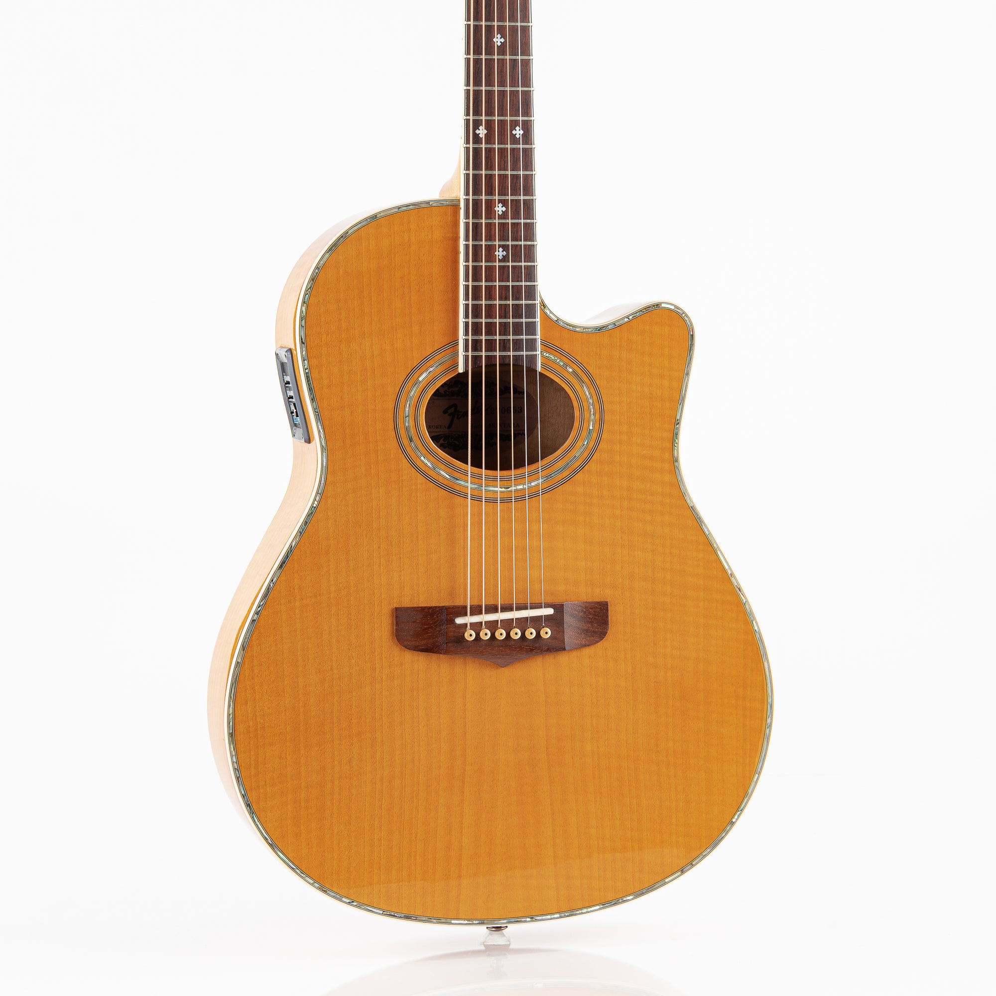 USED 1994 Fender Montara Flame Maple Acoustic Electric Guitar - Flamed Amber with Hardshell Case