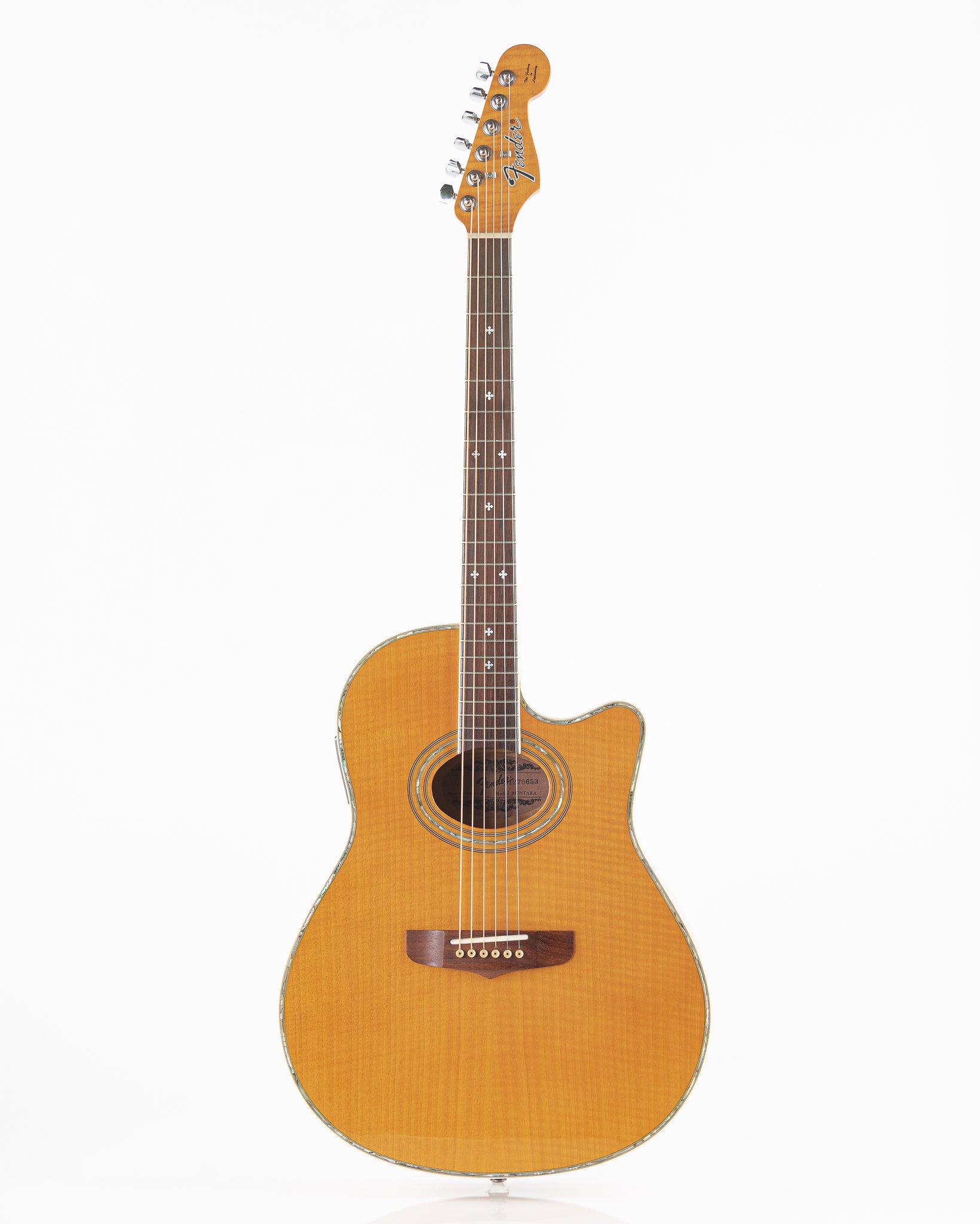 USED 1994 Fender Montara Flame Maple Acoustic Electric Guitar - Flamed Amber with Hardshell Case