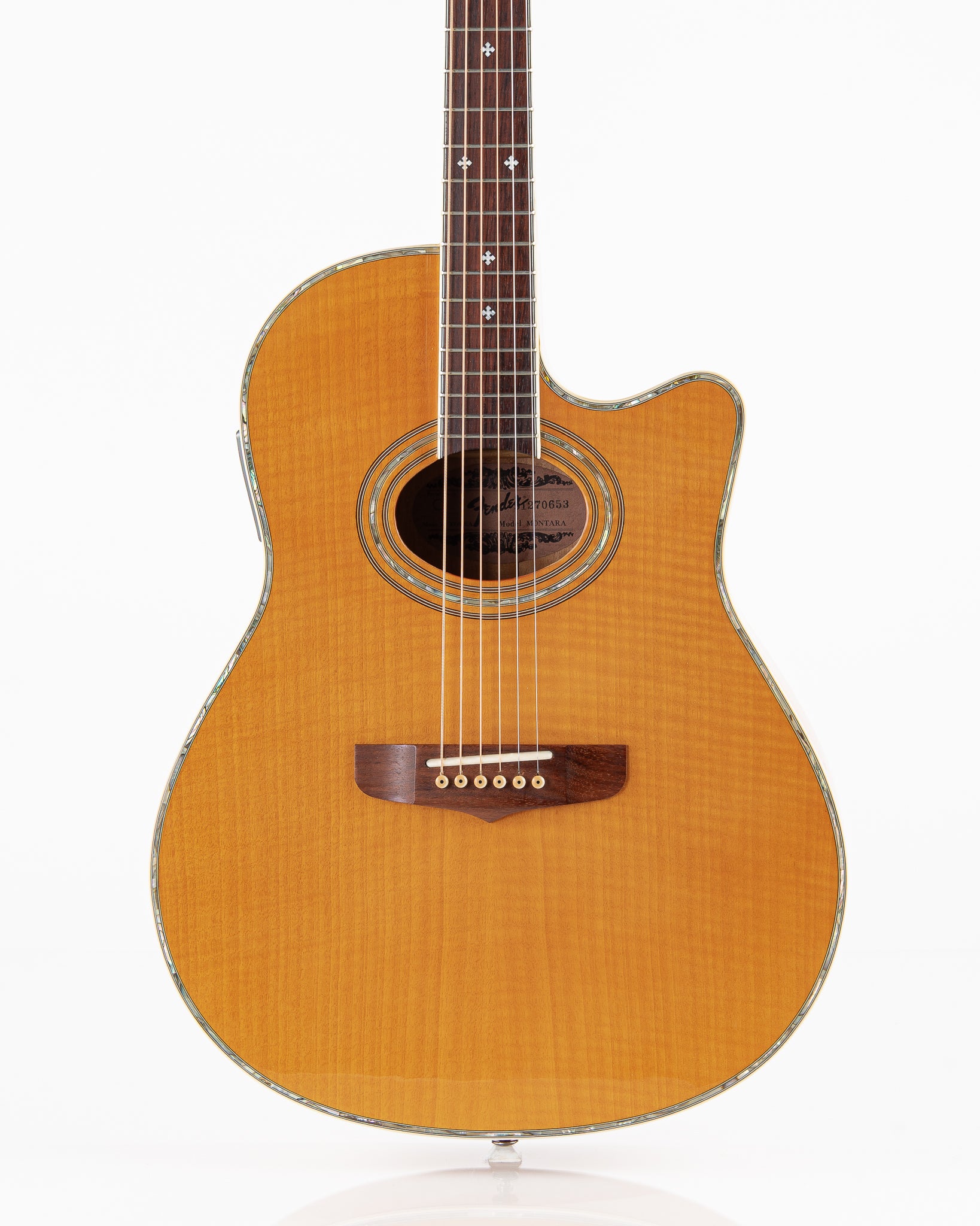USED 1994 Fender Montara Flame Maple Acoustic Electric Guitar - Flamed Amber with Hardshell Case