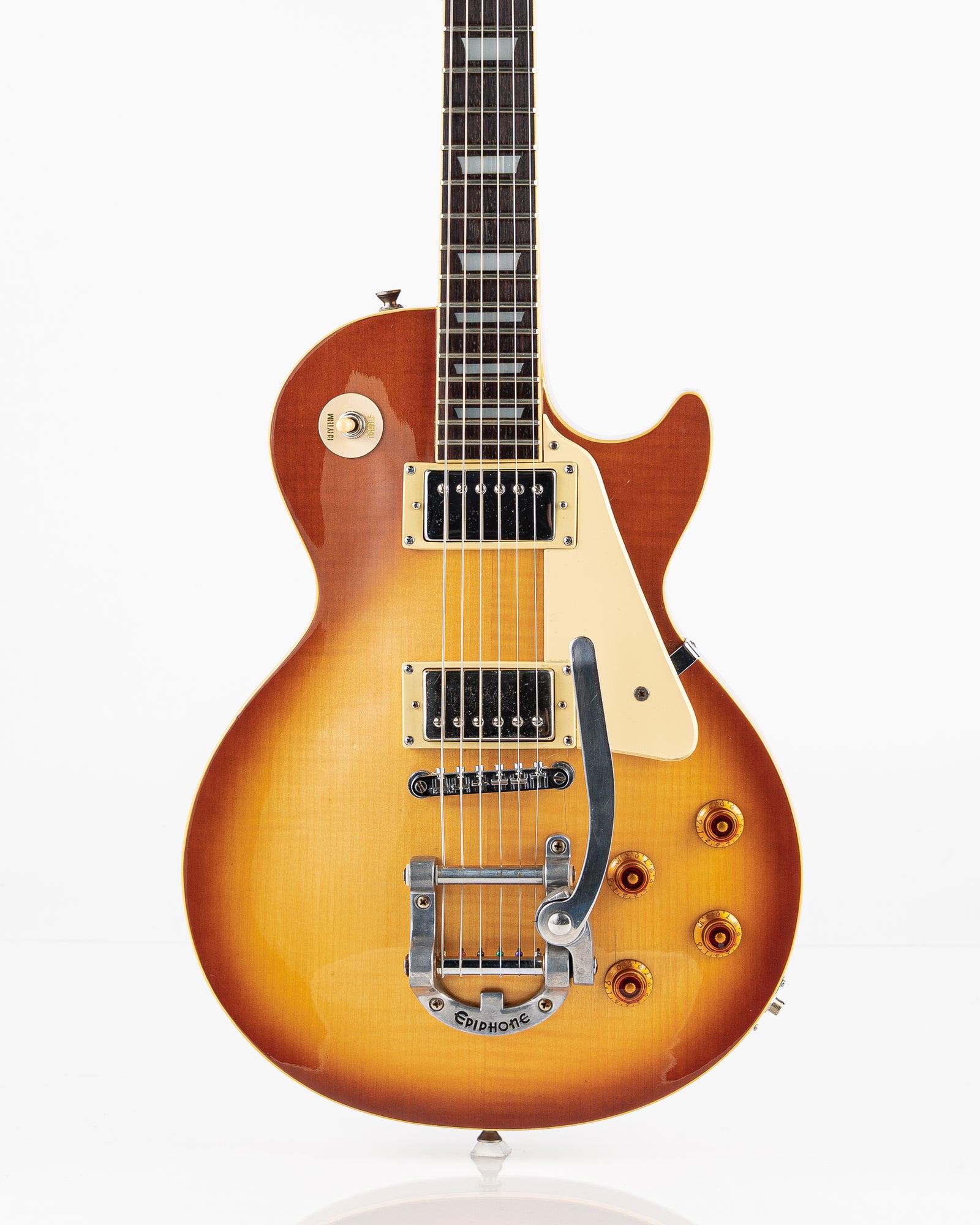 USED 1997 MIK Epiphone Les Paul Standard Limited Edition with Vibrato Electric Guitar - Amber Burst