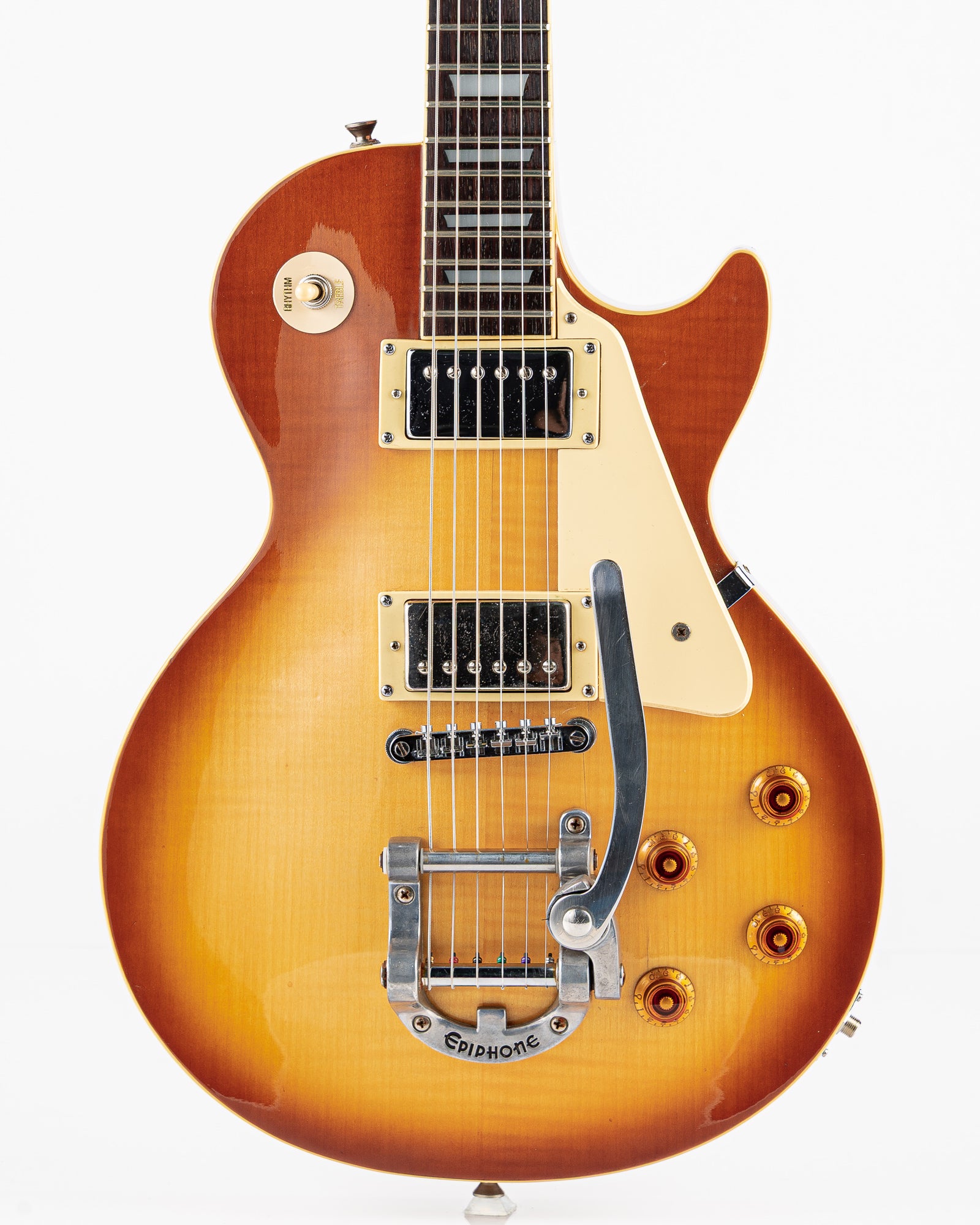 USED 1997 MIK Epiphone Les Paul Standard Limited Edition with Vibrato Electric Guitar - Amber Burst