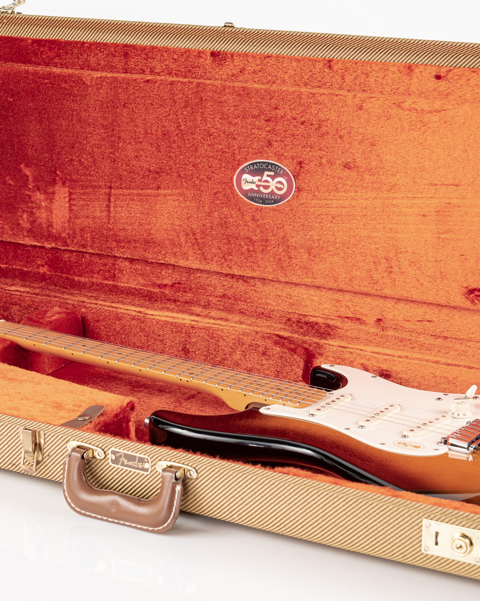 USED 2004 Fender American Deluxe Stratocaster “V-Neck” Electric Guitar - 2-Tone Sunburst with 50th Anniversary Hardshell Case