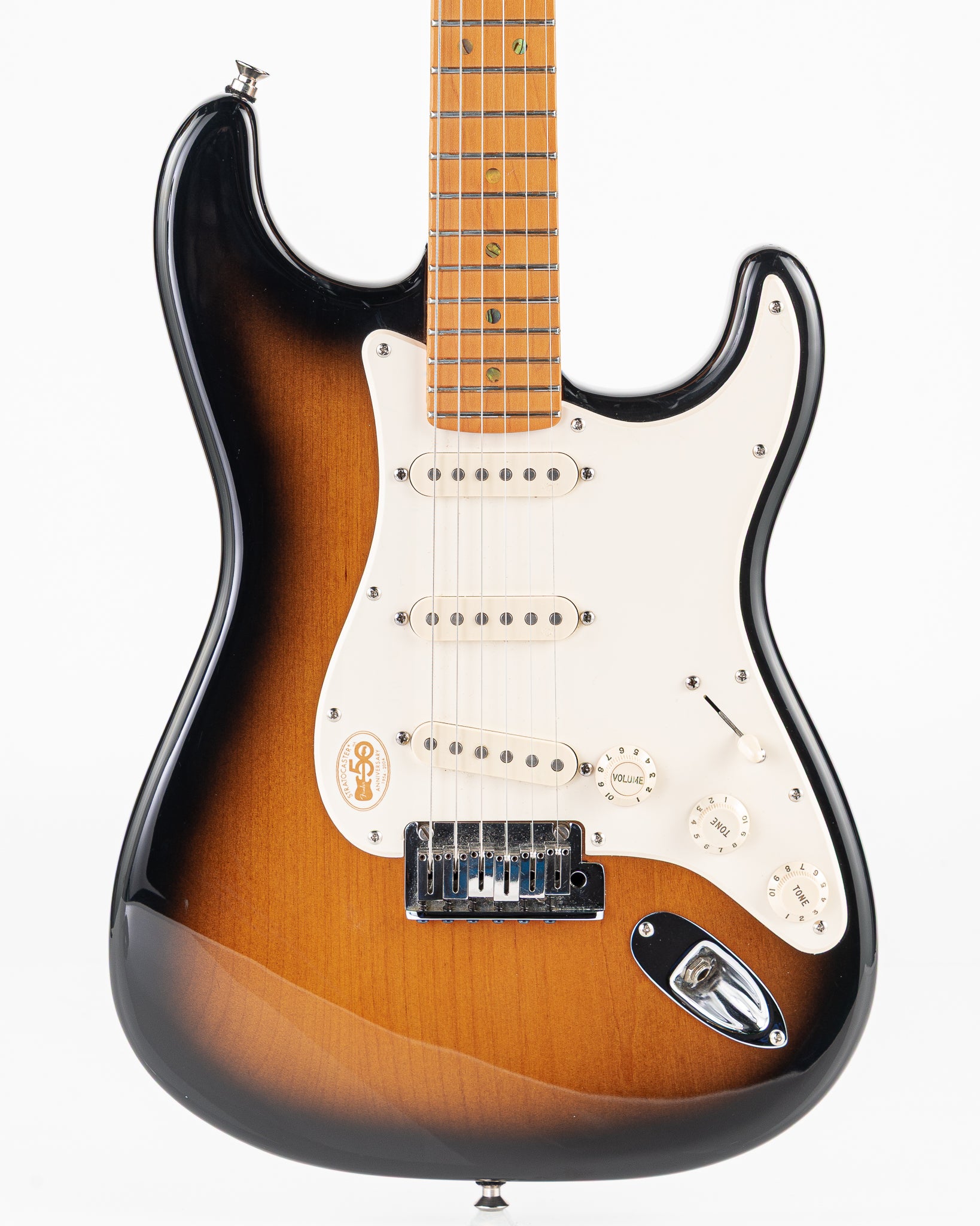 USED 2004 Fender American Deluxe Stratocaster “V-Neck” Electric Guitar - 2-Tone Sunburst with 50th Anniversary Hardshell Case