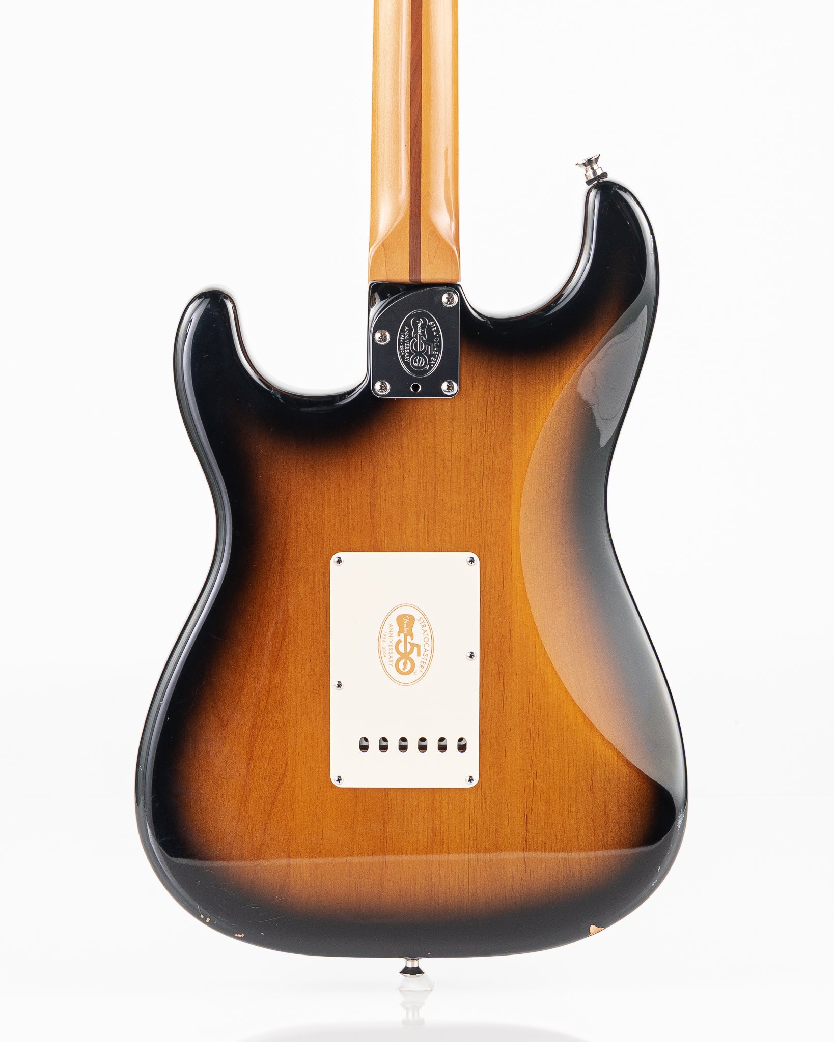 USED 2004 Fender American Deluxe Stratocaster “V-Neck” Electric Guitar - 2-Tone Sunburst with 50th Anniversary Hardshell Case