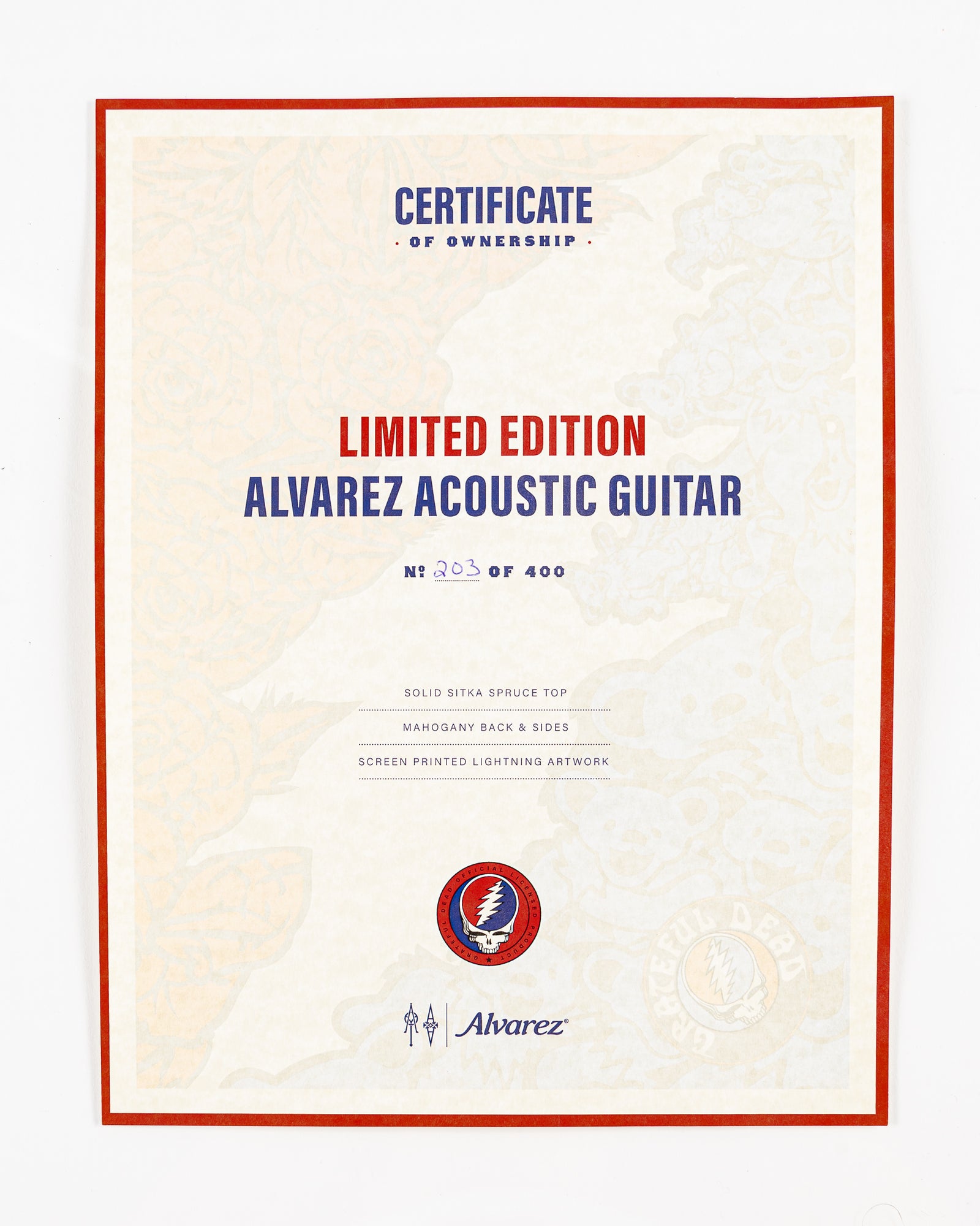 USED 2018 Alvarez AF60GD-Lightning  Grateful Dead Limited Edition 203/400 Acoustic Guitar - Lightning Top with Gig Bag