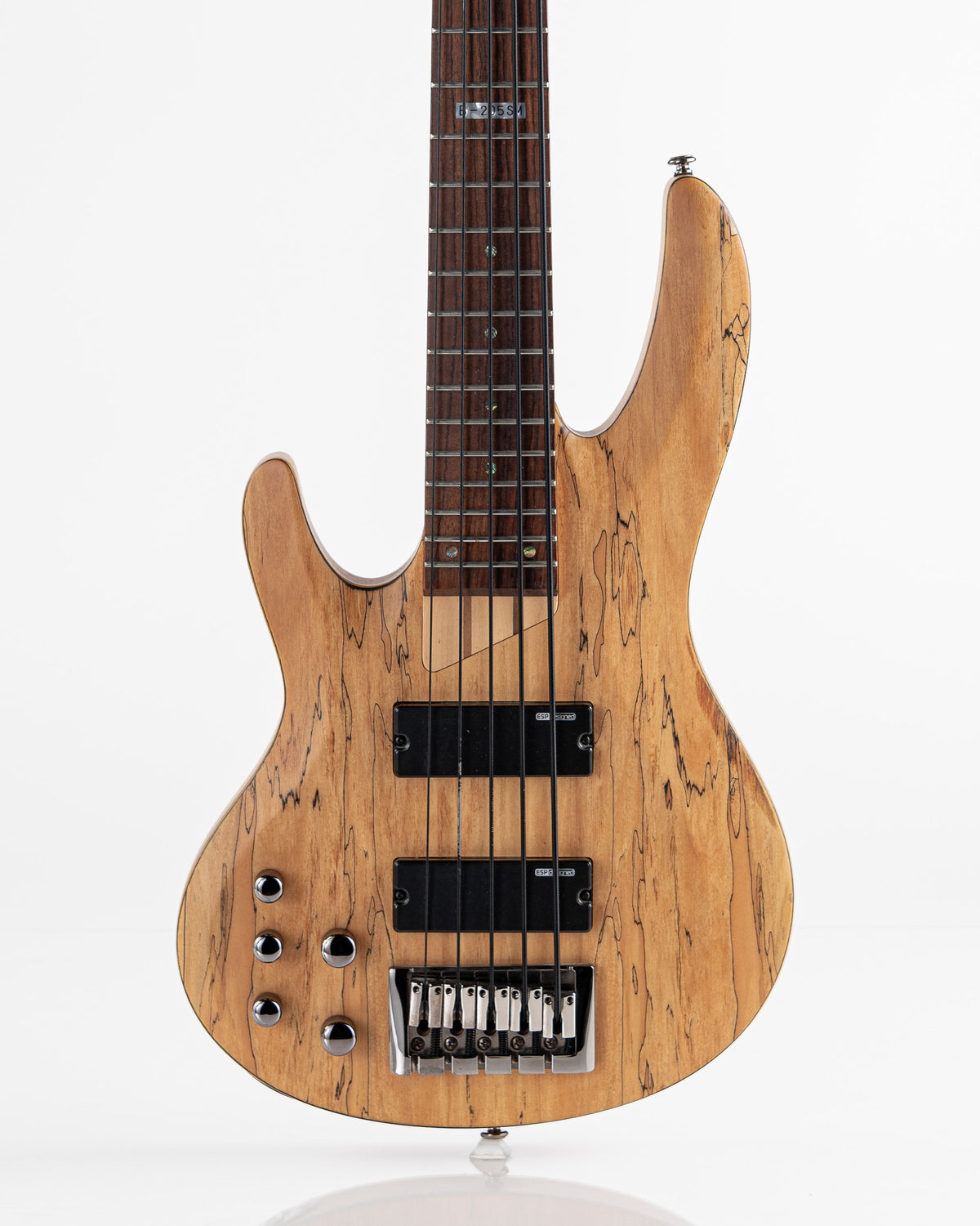 USED ESP LTD B-205SM Left Handed 5 String Electric Bass - Natural Spalted Maple