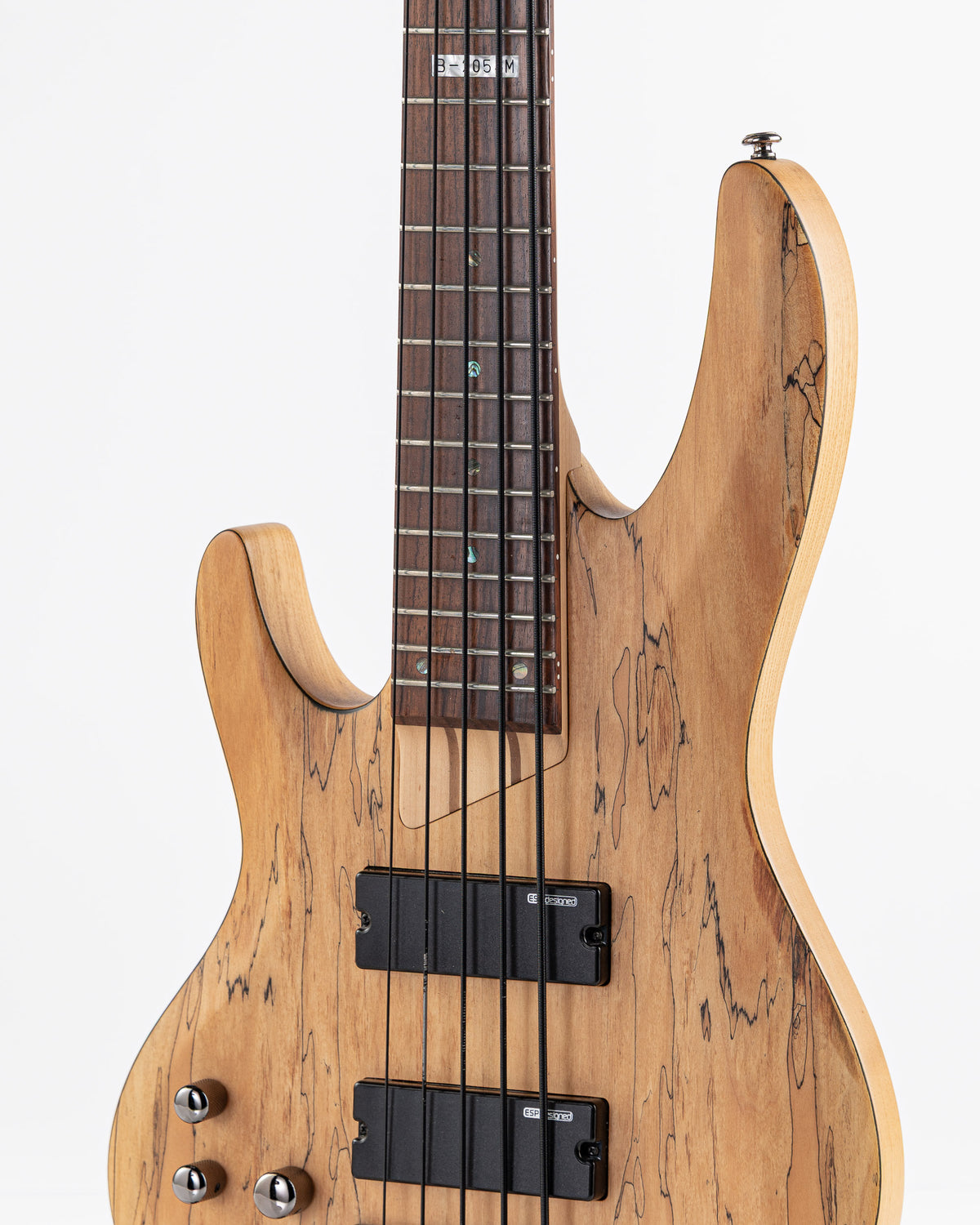 USED ESP LTD B-205SM Left Handed 5 String Electric Bass - Natural Spalted Maple