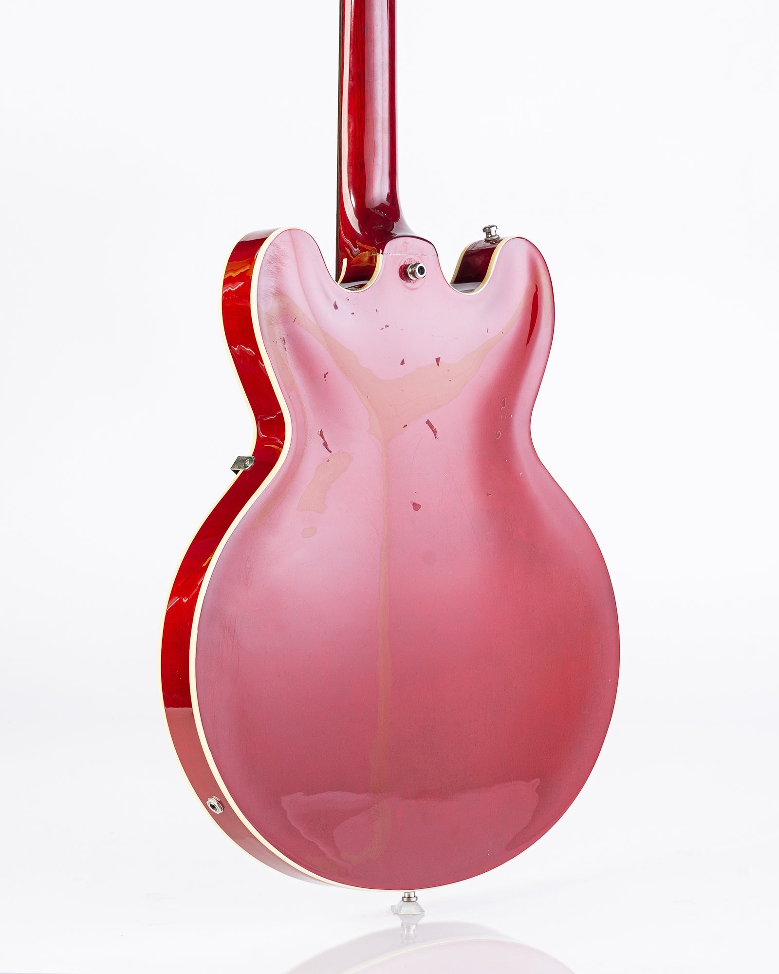 USED Epiphone Rivoli Reissue Semi-Hollow Electric Bass 1996- Transparent Cherry Red with HSC