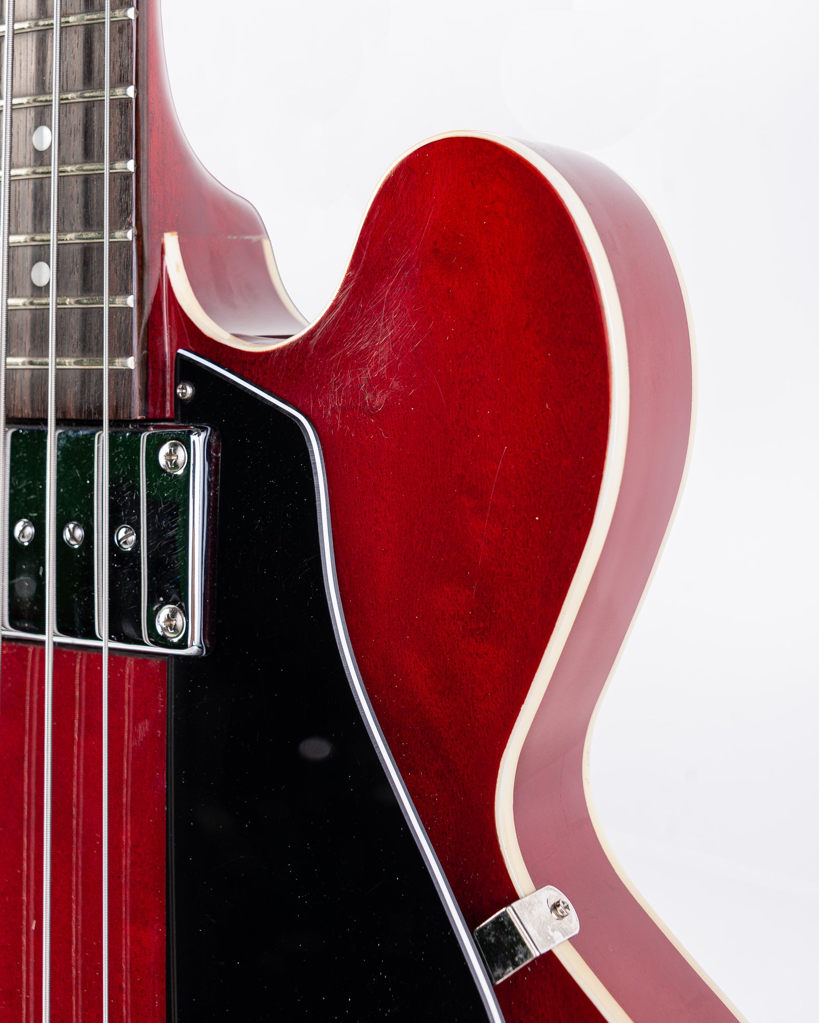 USED Epiphone Rivoli Reissue Semi-Hollow Electric Bass 1996- Transparent Cherry Red with HSC