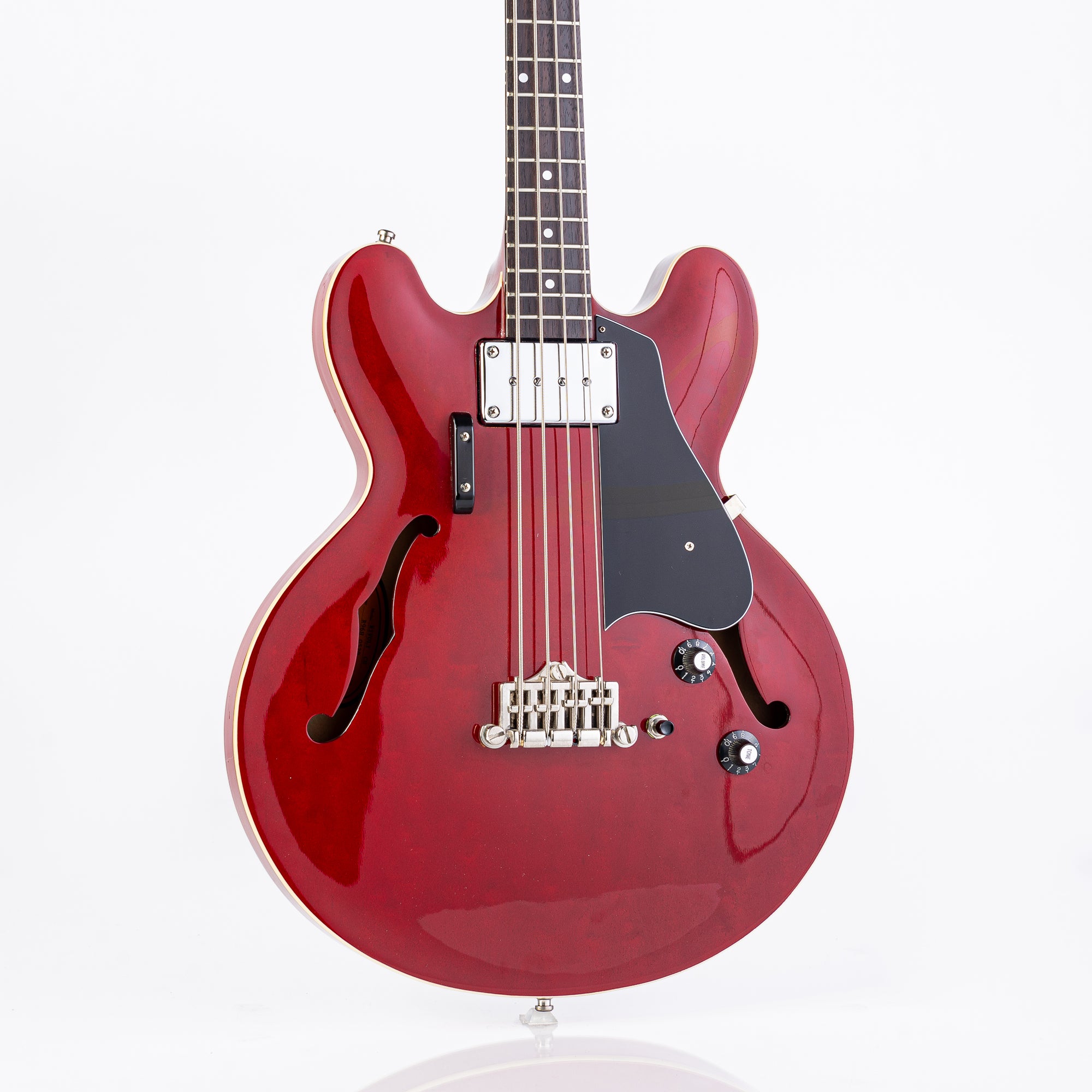 USED Epiphone Rivoli Reissue Semi-Hollow Electric Bass 1996- Transparent Cherry Red with HSC