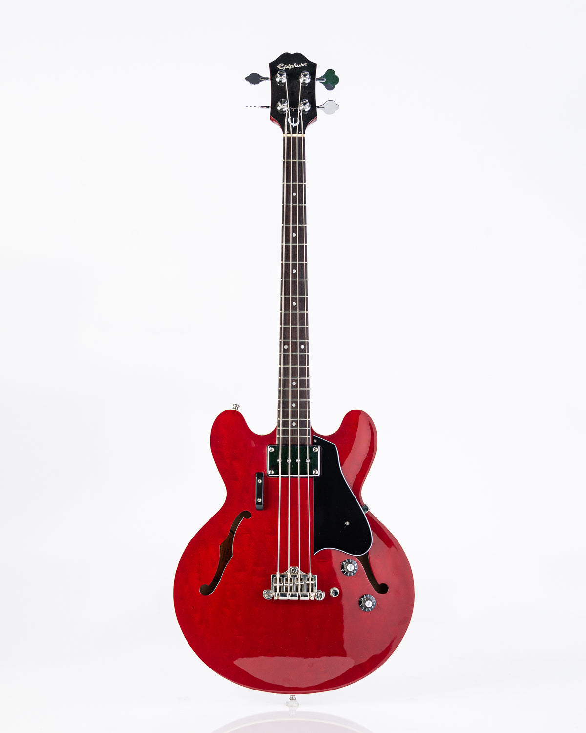 USED Epiphone Rivoli Reissue Semi-Hollow Electric Bass 1996- Transparent Cherry Red with HSC