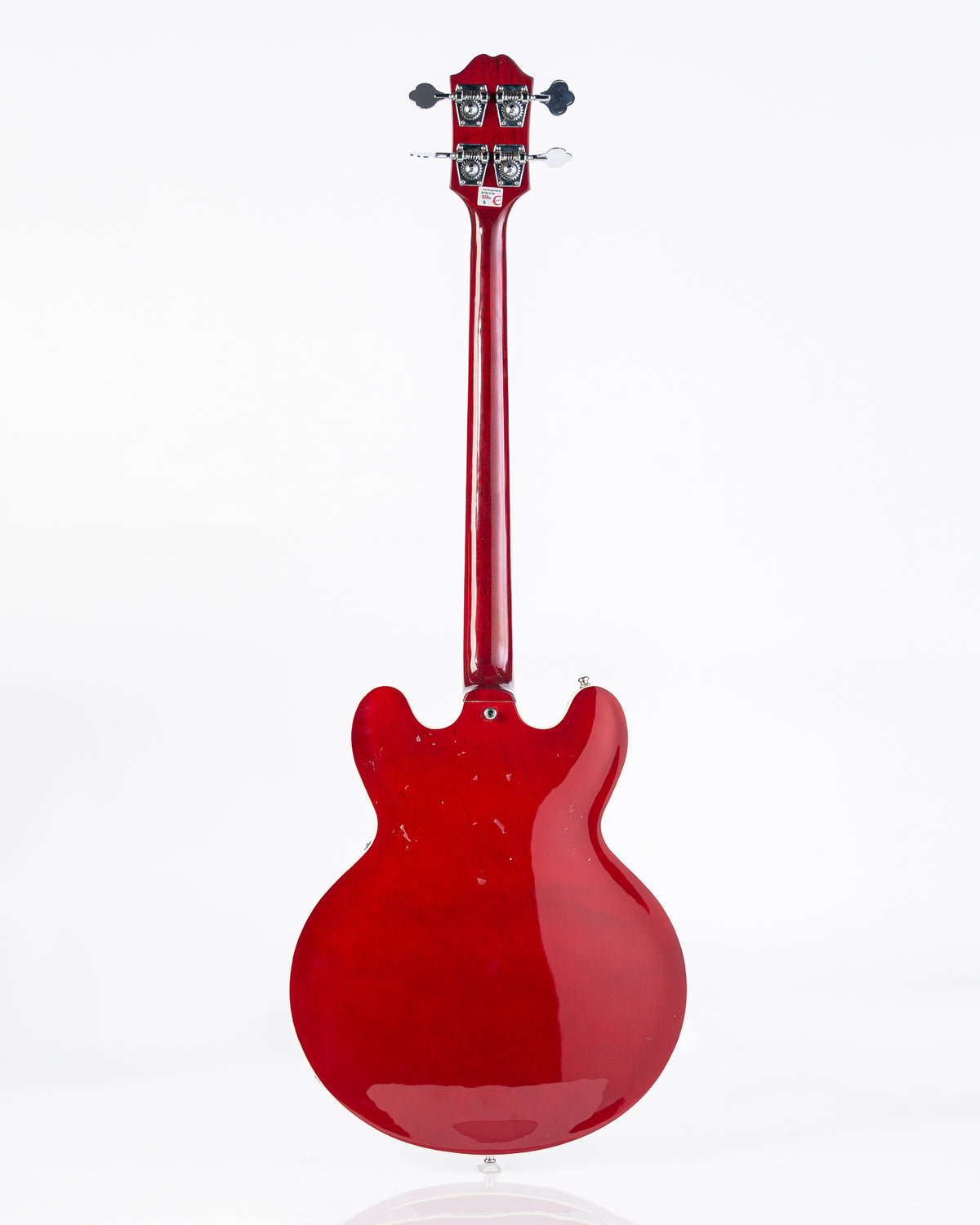 USED Epiphone Rivoli Reissue Semi-Hollow Electric Bass 1996- Transparent Cherry Red with HSC