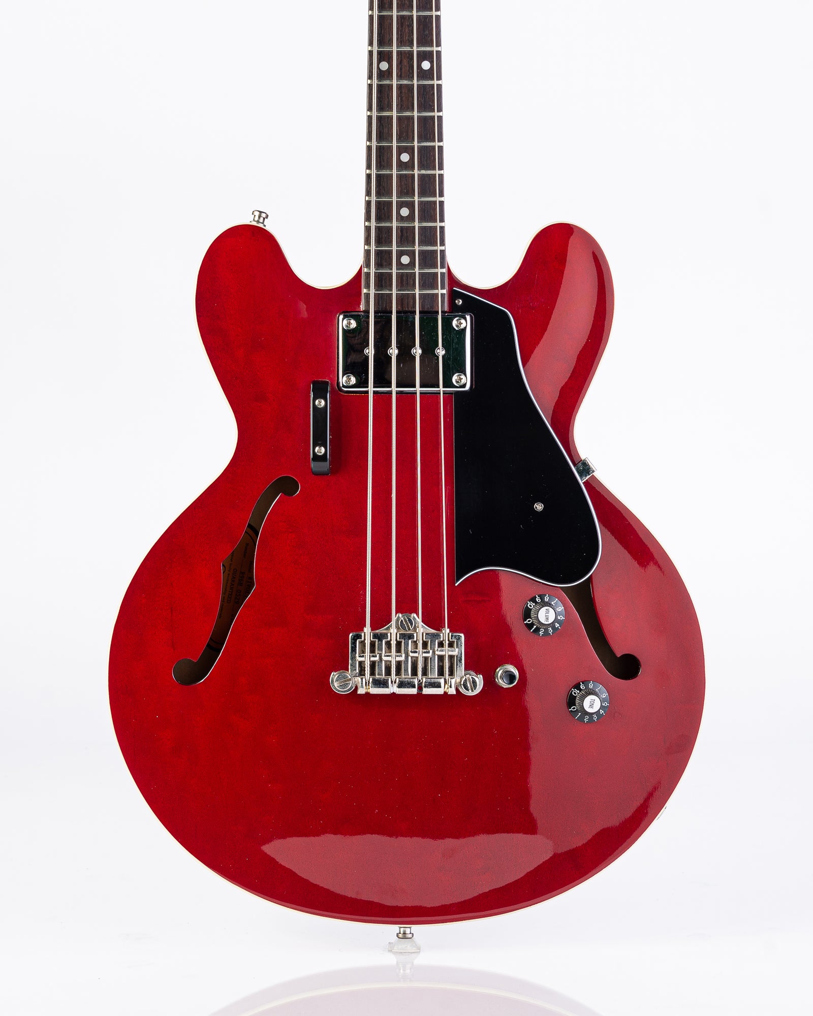 USED Epiphone Rivoli Reissue Semi-Hollow Electric Bass 1996- Transparent Cherry Red with HSC
