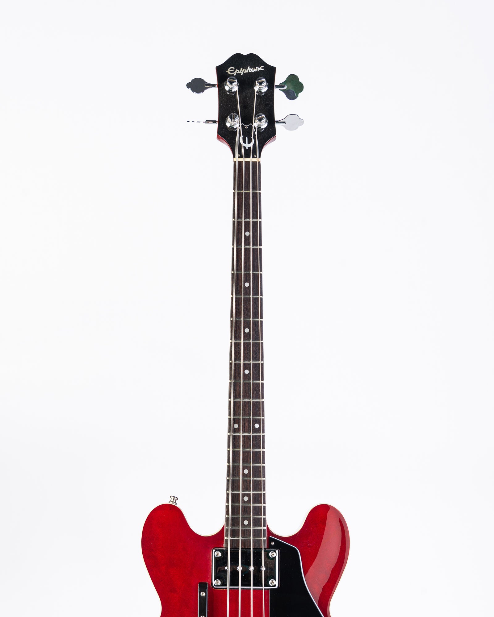 USED Epiphone Rivoli Reissue Semi-Hollow Electric Bass 1996- Transparent Cherry Red with HSC