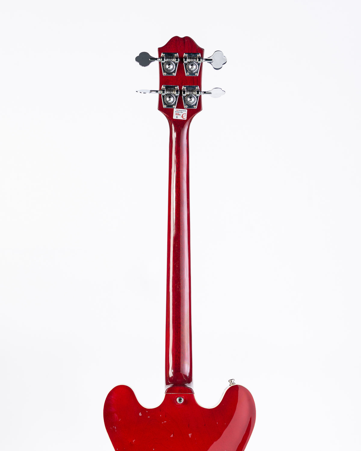 USED Epiphone Rivoli Reissue Semi-Hollow Electric Bass 1996- Transparent Cherry Red with HSC