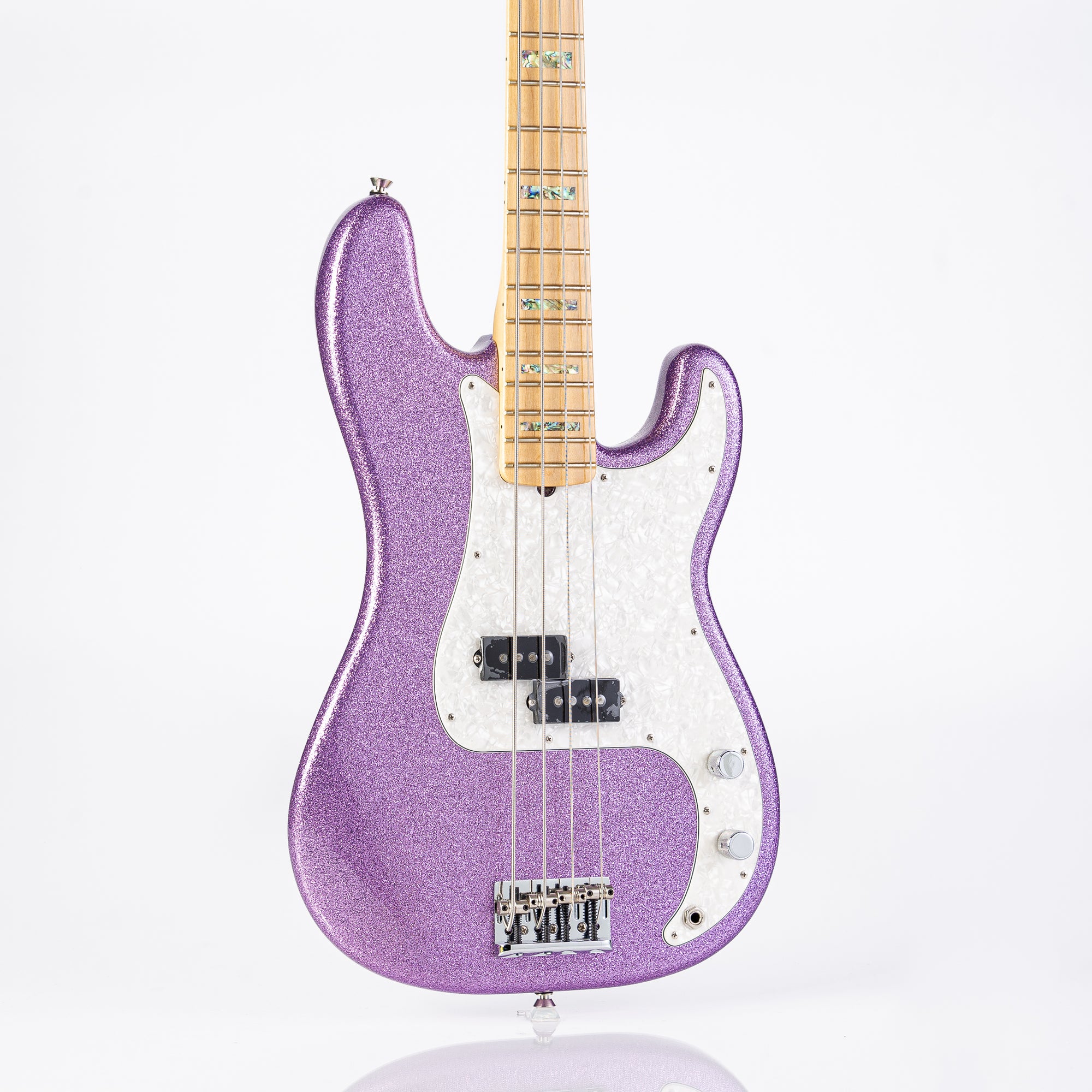 USED Fender Adam Clayton Signature Precision Bass Guitar- Purple Sparkle with Houndstooth HSC