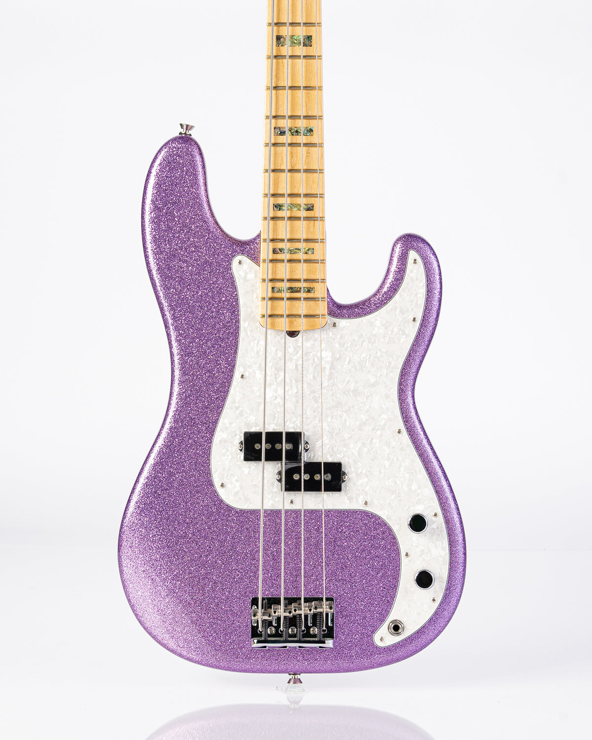 USED Fender Adam Clayton Signature Precision Bass Guitar- Purple Sparkle with Houndstooth HSC