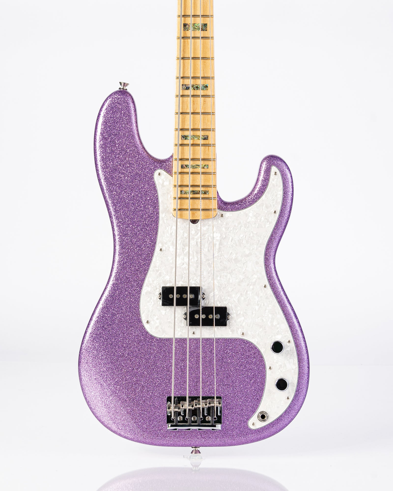 USED Fender Adam Clayton Signature Precision Bass Guitar- Purple Sparkle with Houndstooth HSC