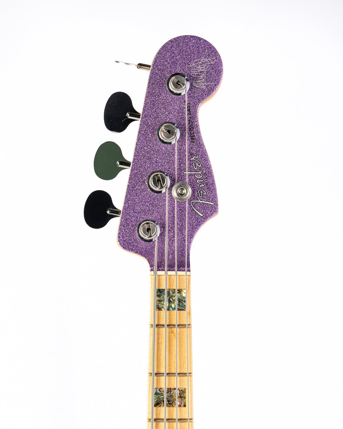 USED Fender Adam Clayton Signature Precision Bass Guitar- Purple Sparkle with Houndstooth HSC