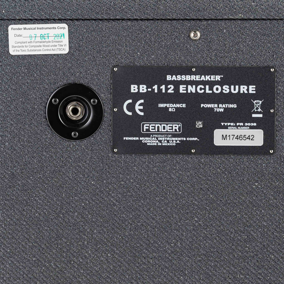 USED Fender BB-112 Bassbreaker 70 Watt Extension Cabinet with Amp Cover