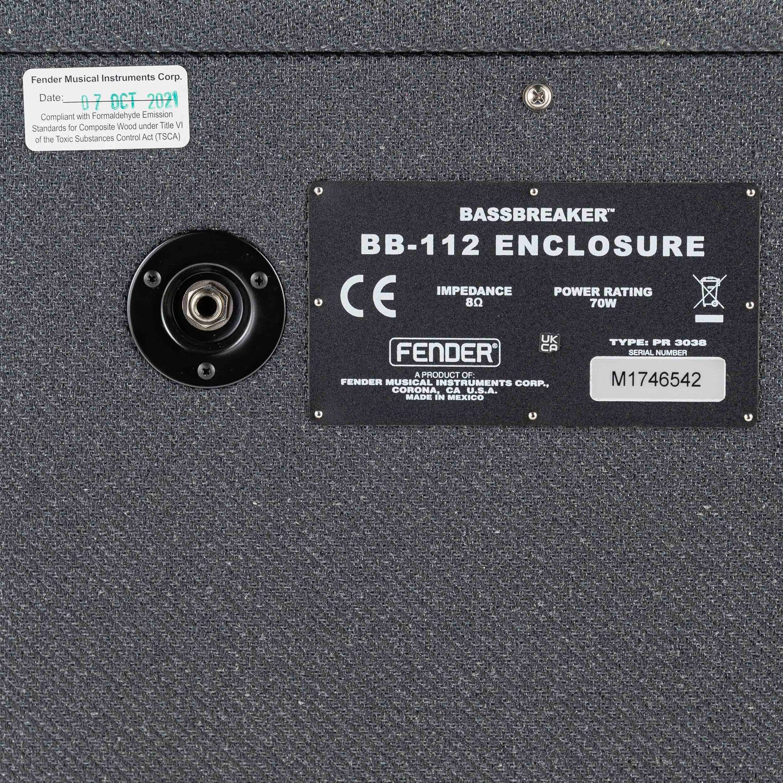 USED Fender BB-112 Bassbreaker 70 Watt Extension Cabinet with Amp Cover