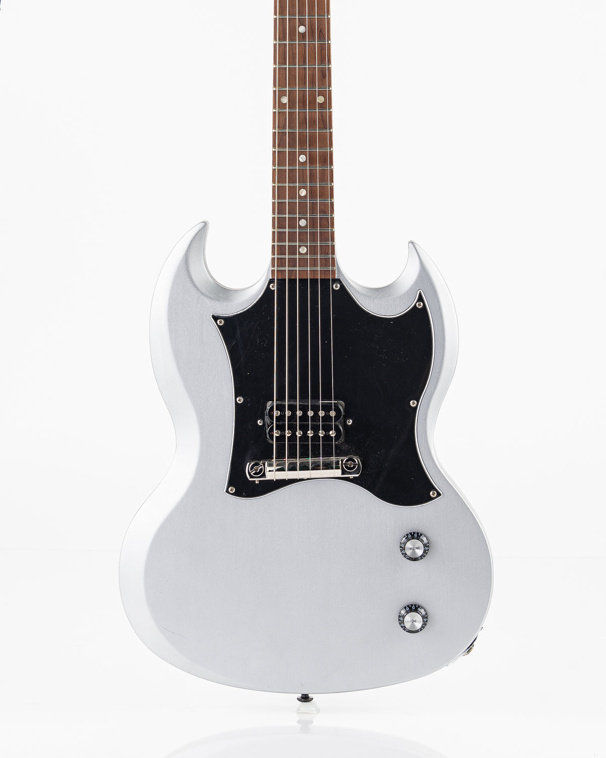 USED Gibson Melody Maker SG Electric Guitar - Satin Silver Nitro with Gig Bag
