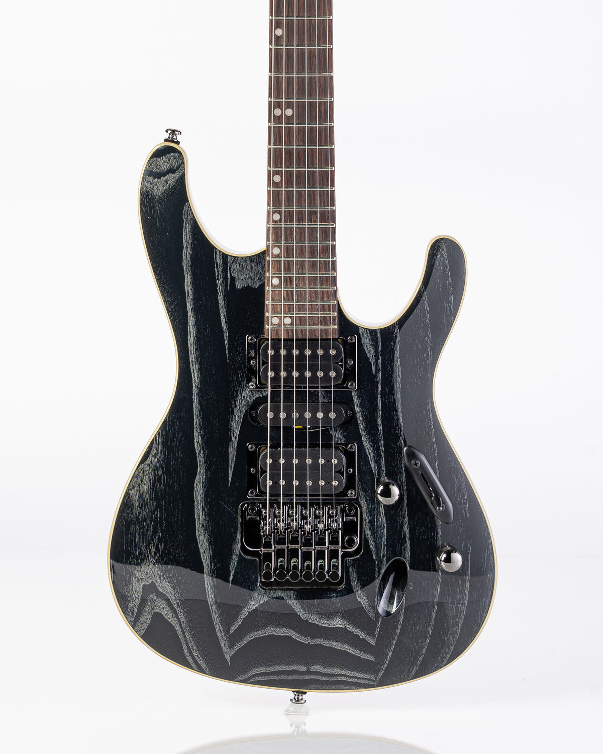 USED Ibanez S570AH S Series HSH Electric Guitar- Silver Wave Black with Hardshell Case