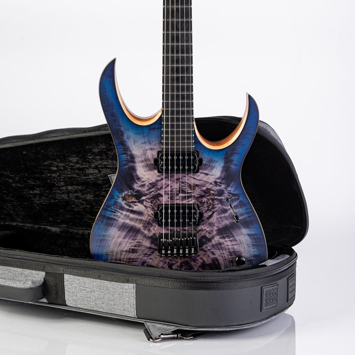 USED Mayones Duvell Elite Electric Guitar- Transparent Purple Blue Burst with Deluxe Gig Bag