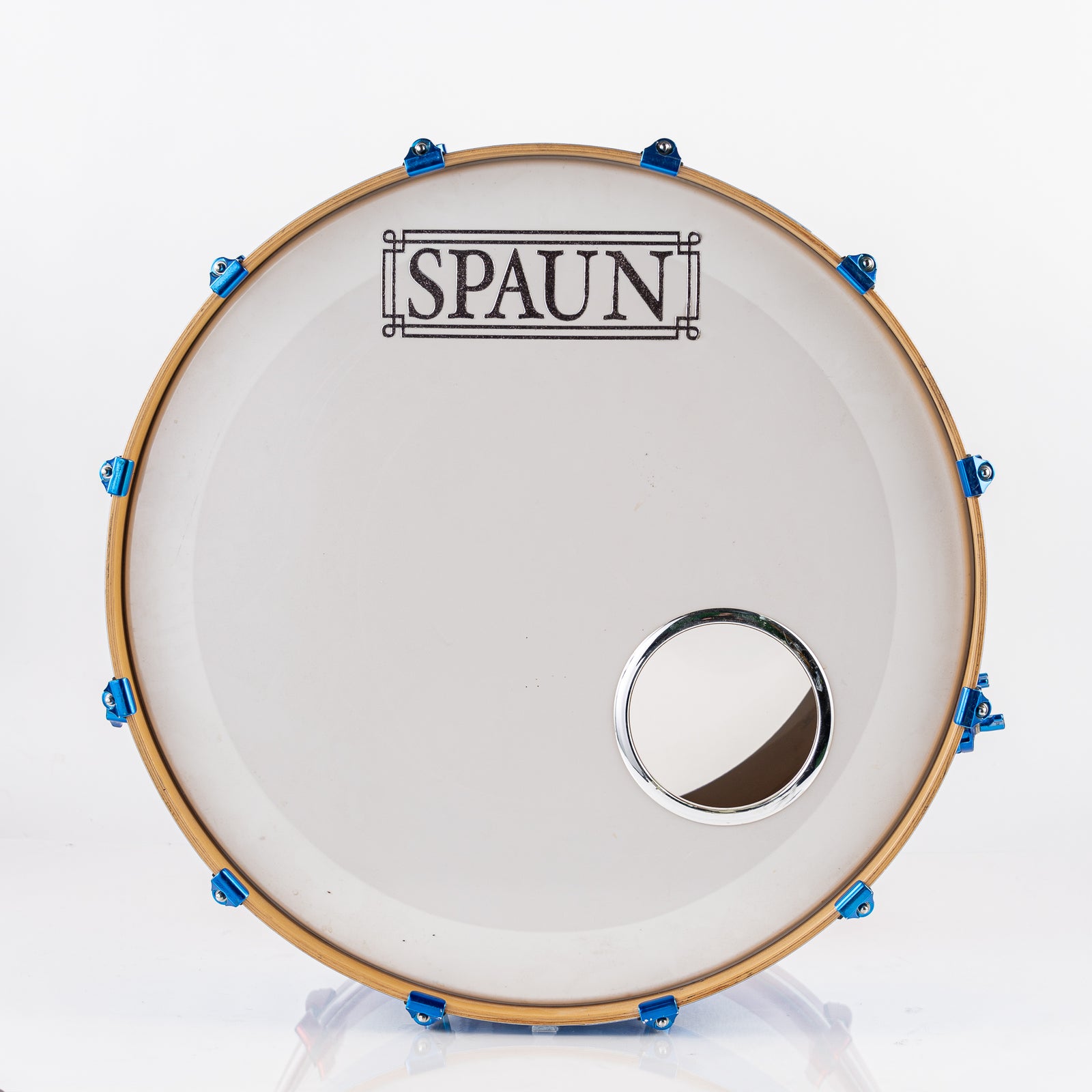 USED Spaun 26" x 20" Bass Drum- Red, Silver, and Blue Metallic Sparkle