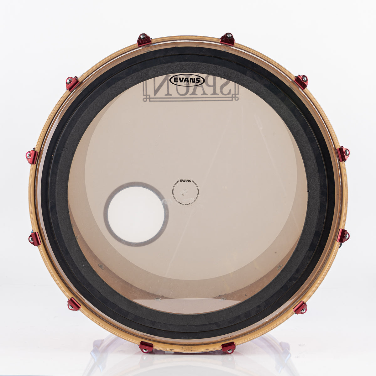 USED Spaun 26" x 20" Bass Drum- Red, Silver, and Blue Metallic Sparkle