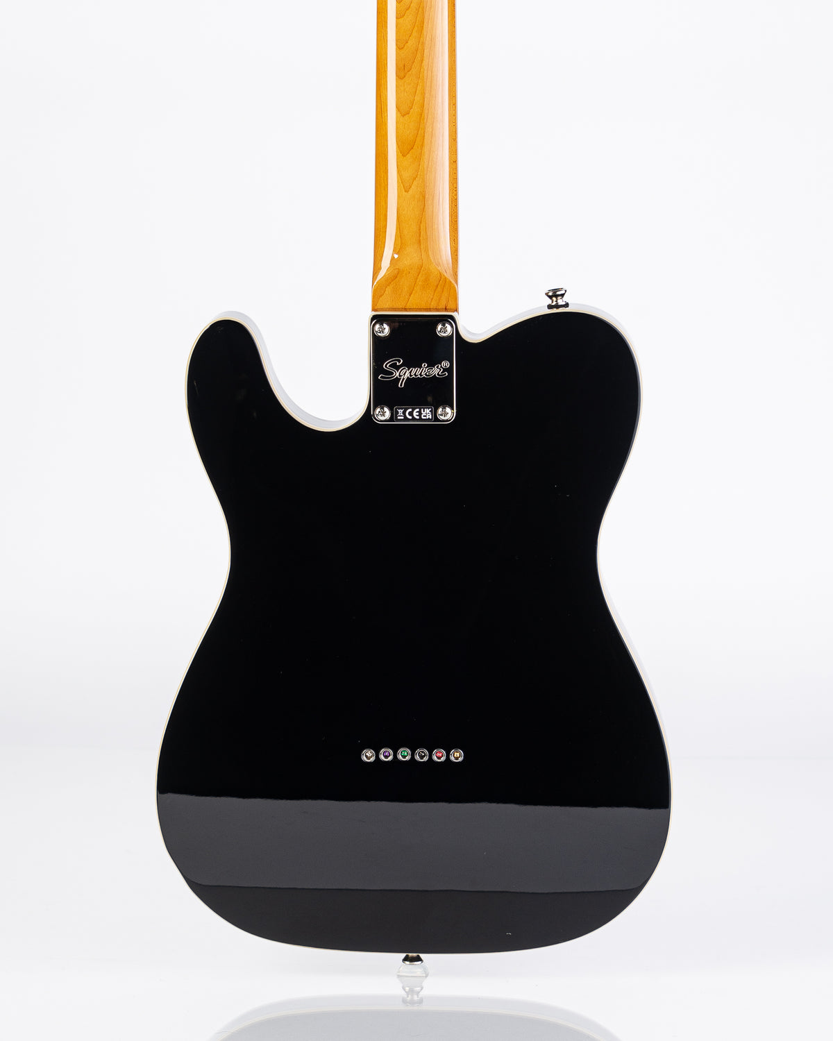 USED Squier Classic Vibe Baritone Custom Telecaster Electric Guitar- Black with Gold Sparkle Pickguard