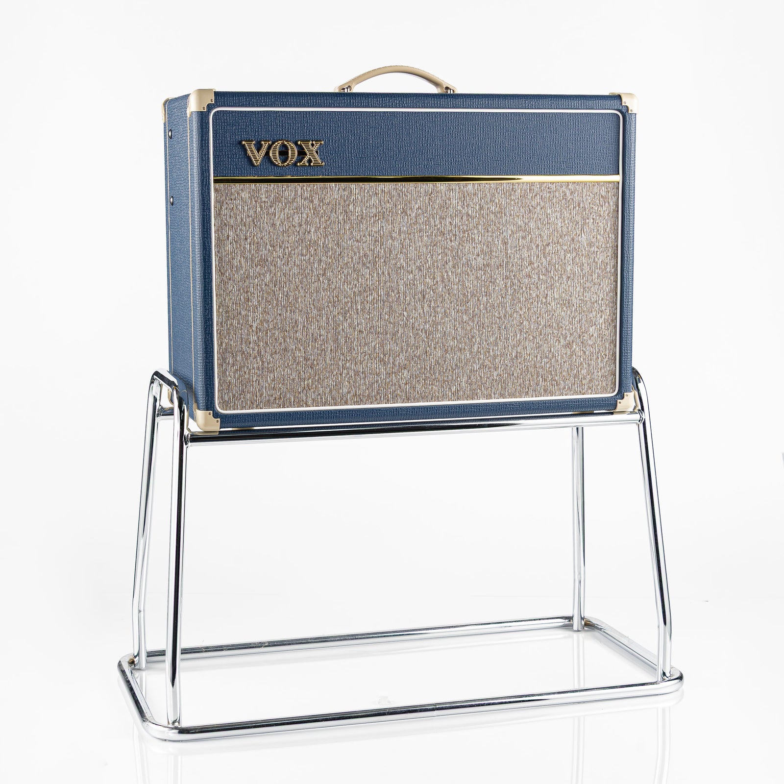 USED 2012 Vox AC15C1-BL Blue Limited Edition 15 Watt 1x12 Guitar Combo Amplifier with Amp Stand and Cover