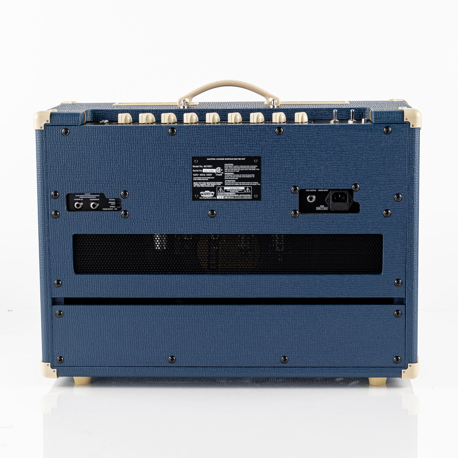 USED 2012 Vox AC15C1-BL Blue Limited Edition 15 Watt 1x12 Guitar Combo Amplifier with Amp Stand and Cover