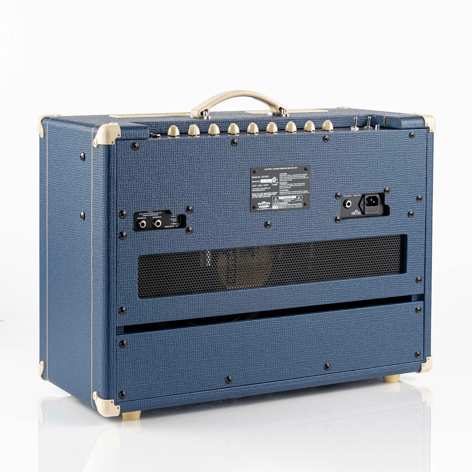 USED 2012 Vox AC15C1-BL Blue Limited Edition 15 Watt 1x12 Guitar Combo Amplifier with Amp Stand and Cover