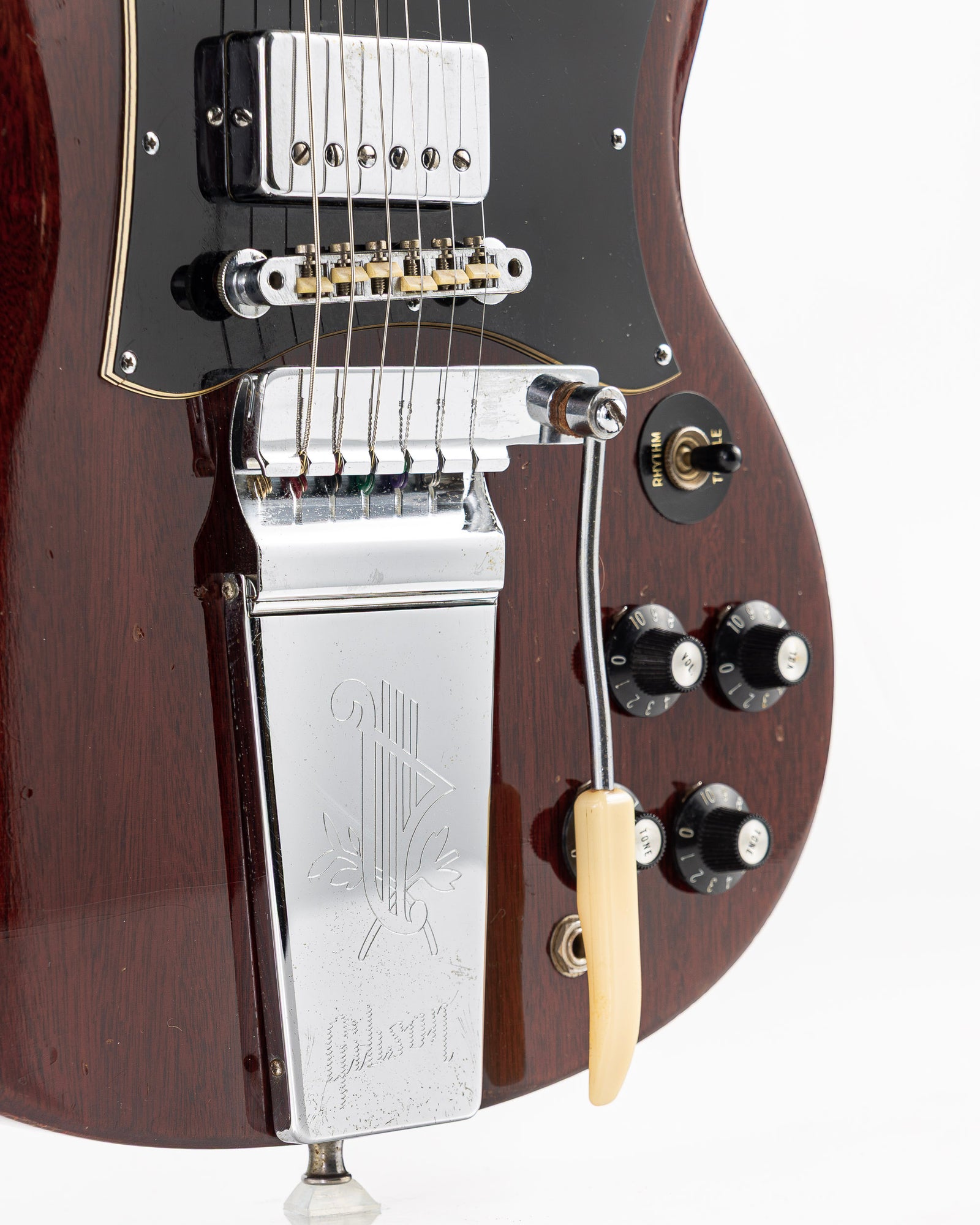 USED 1970 Gibson SG Standard "Large Guard" Electric Guitar - Cherry with Maestro Vibrola