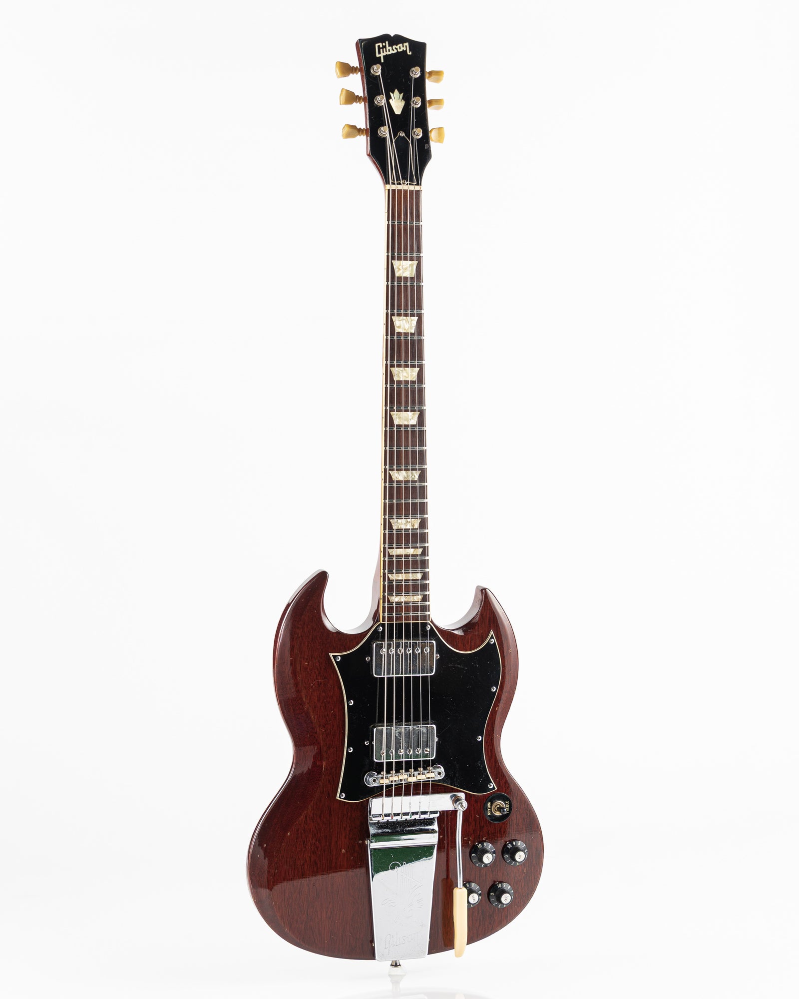 USED 1970 Gibson SG Standard "Large Guard" Electric Guitar - Cherry with Maestro Vibrola