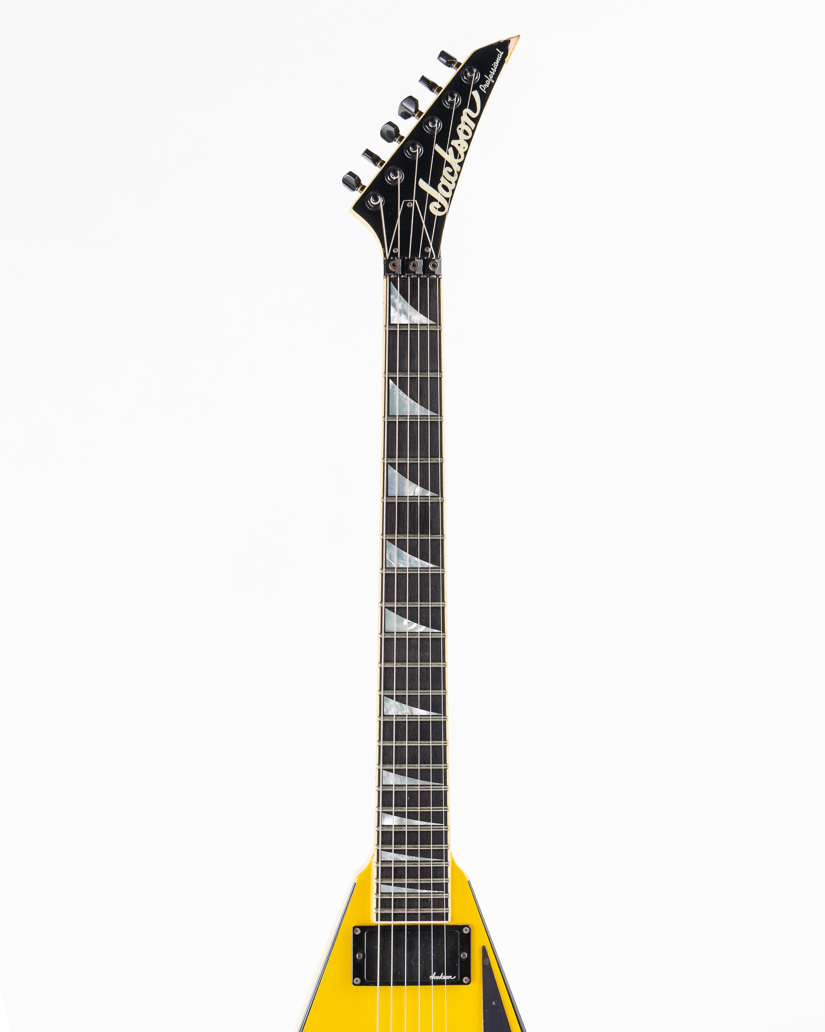 USED 1990 Jackson Professional Series Pro RR1 Randy Rhoads V Electric Guitar - Nuclear Yellow