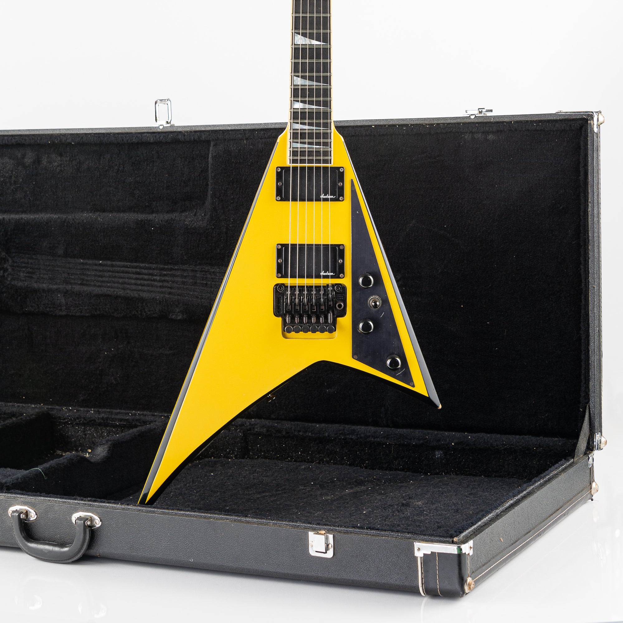 USED 1990 Jackson Professional Series Pro RR1 Randy Rhoads V Electric Guitar - Nuclear Yellow