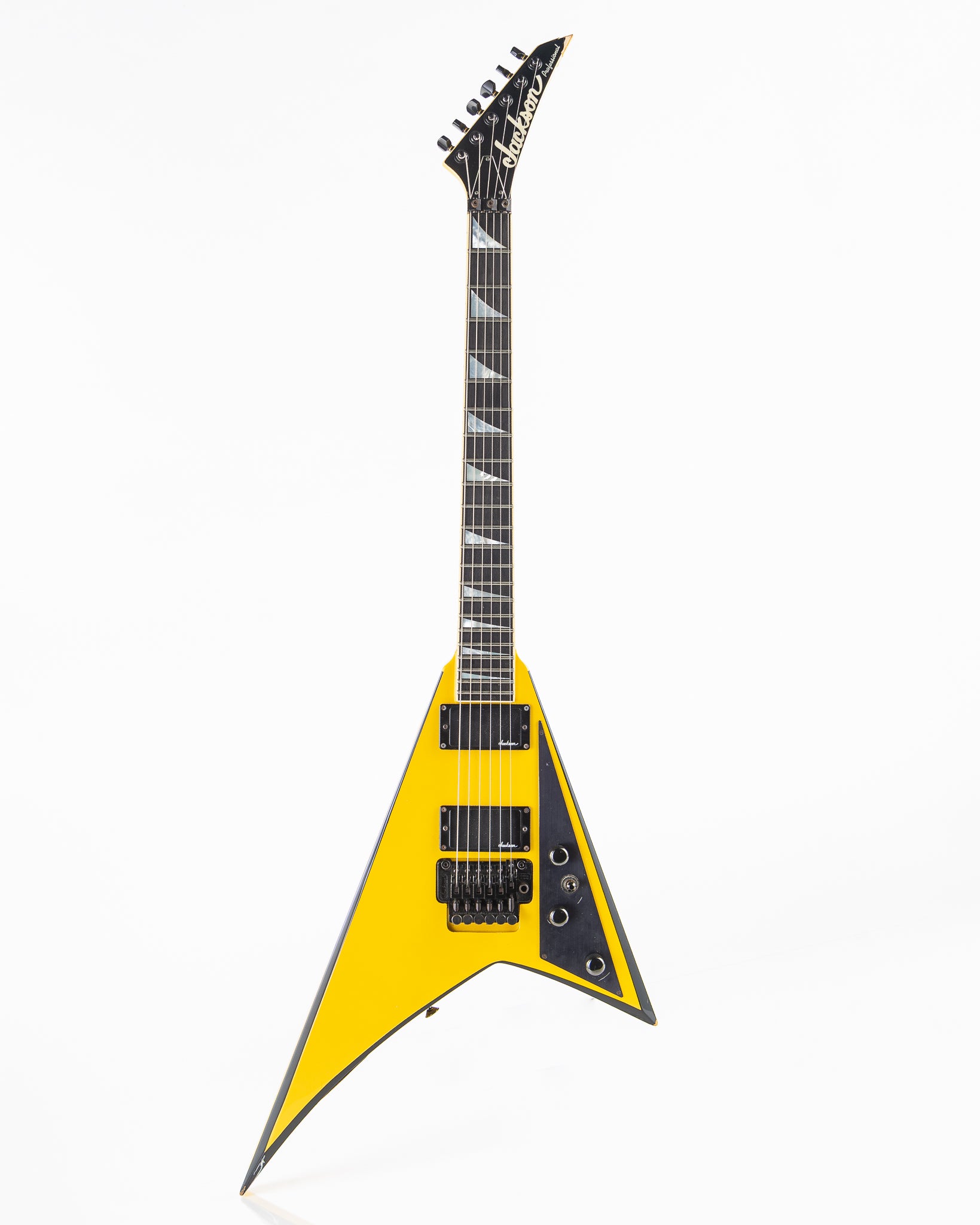USED 1990 Jackson Professional Series Pro RR1 Randy Rhoads V Electric Guitar - Nuclear Yellow