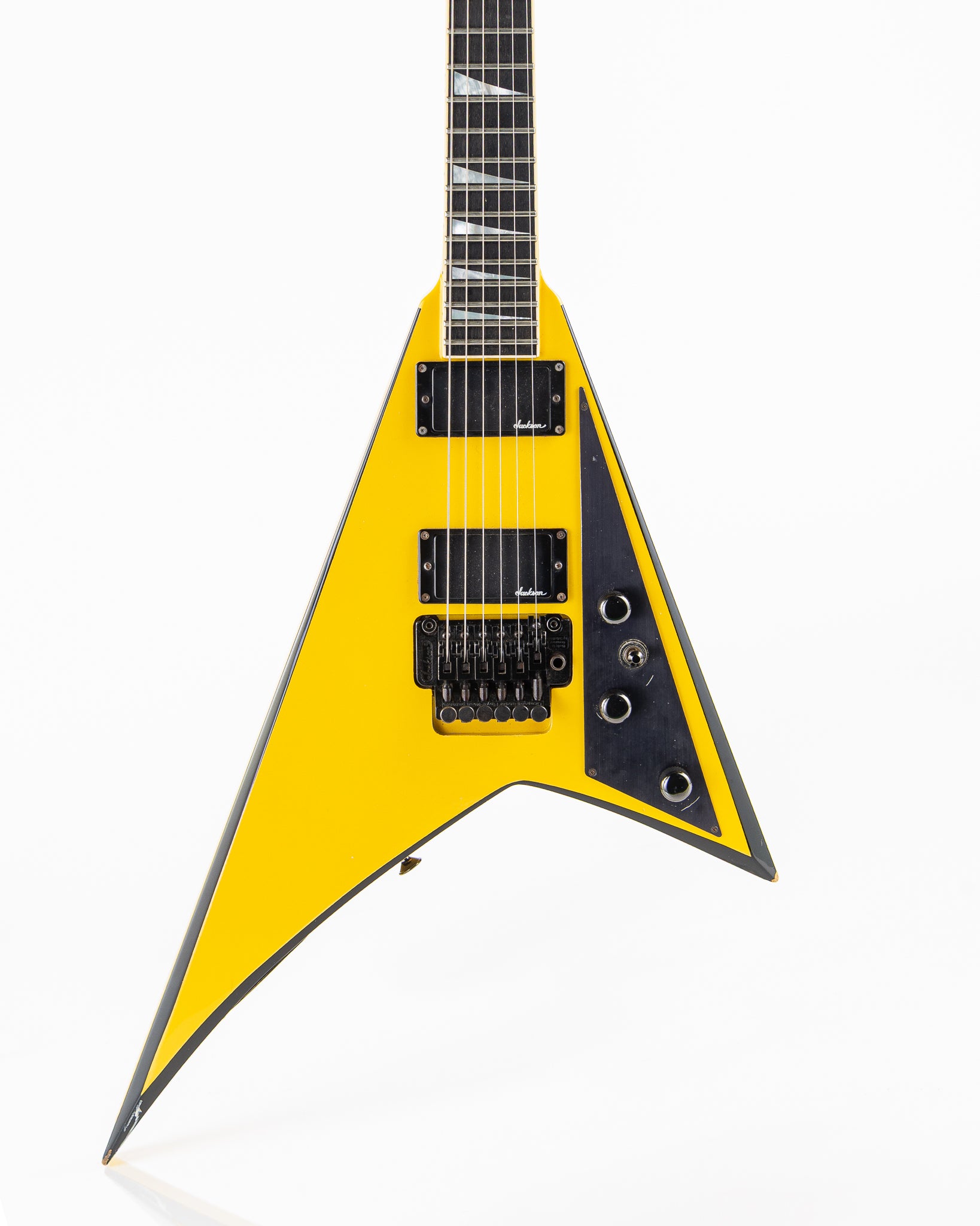 USED 1990 Jackson Professional Series Pro RR1 Randy Rhoads V Electric Guitar - Nuclear Yellow