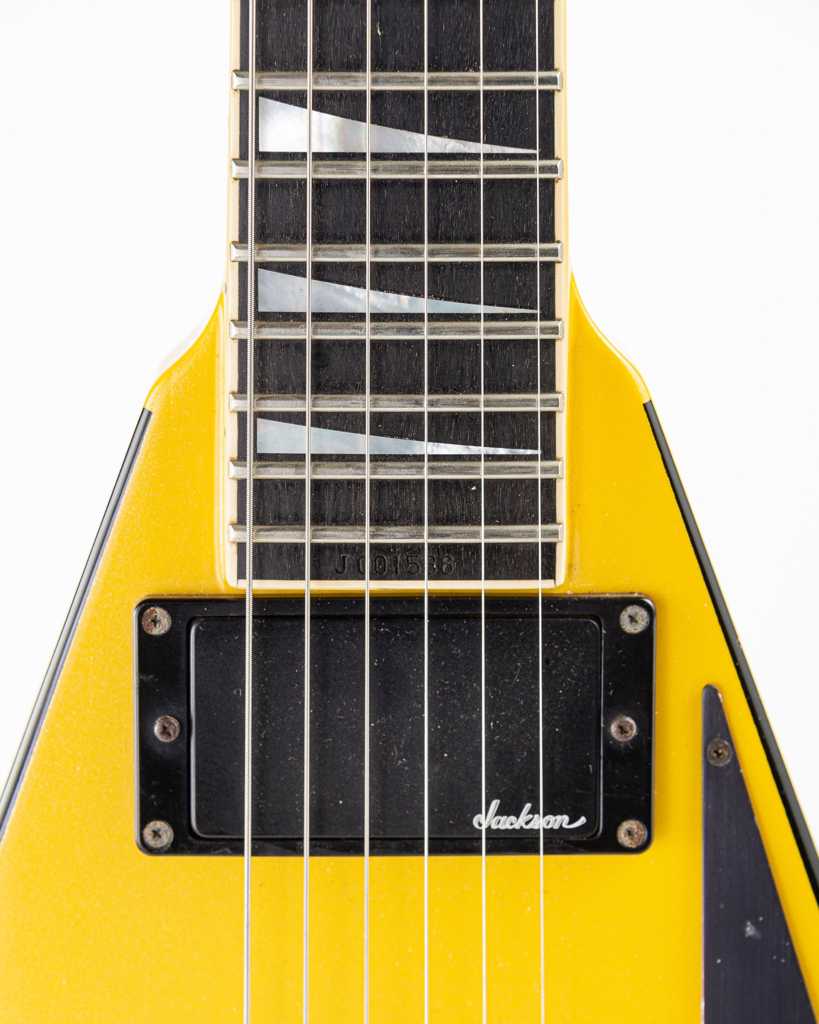 USED 1990 Jackson Professional Series Pro RR1 Randy Rhoads V Electric Guitar - Nuclear Yellow