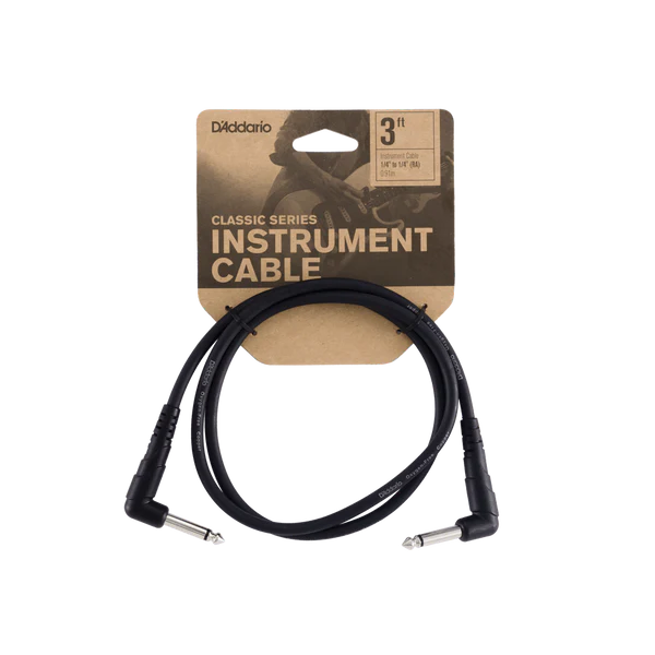 D'Addario PW-CGTPRA-03 Classic Series Right Angle to Right Angle Patch Cable - 3'
