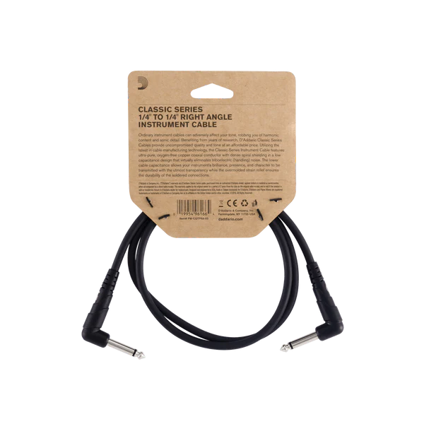 D'Addario PW-CGTPRA-01 Classic Series Right Angle to Right Angle Patch Cable - 1'
